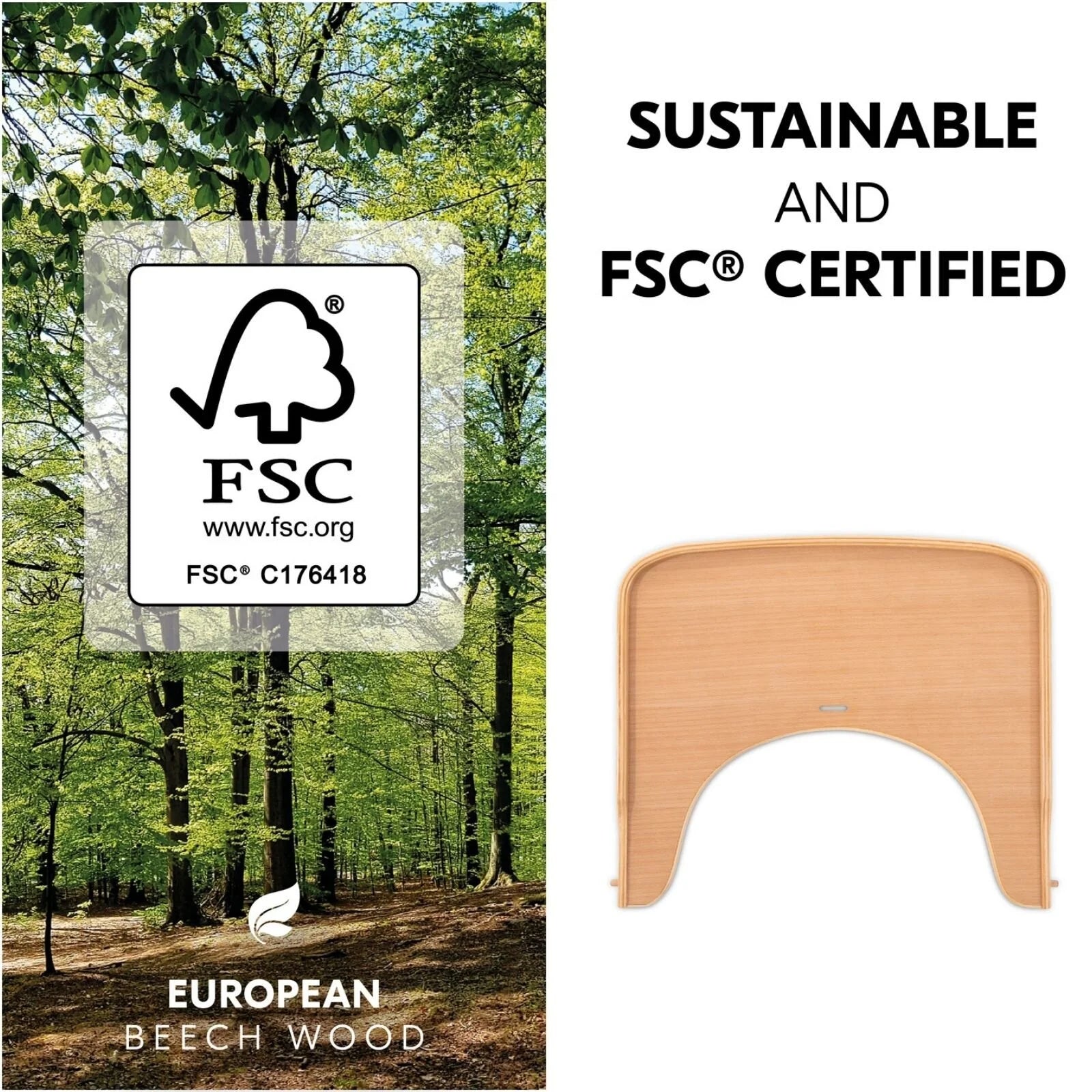 Hauck Alpha Wooden Tray - Natural - ebebek - Black Friday