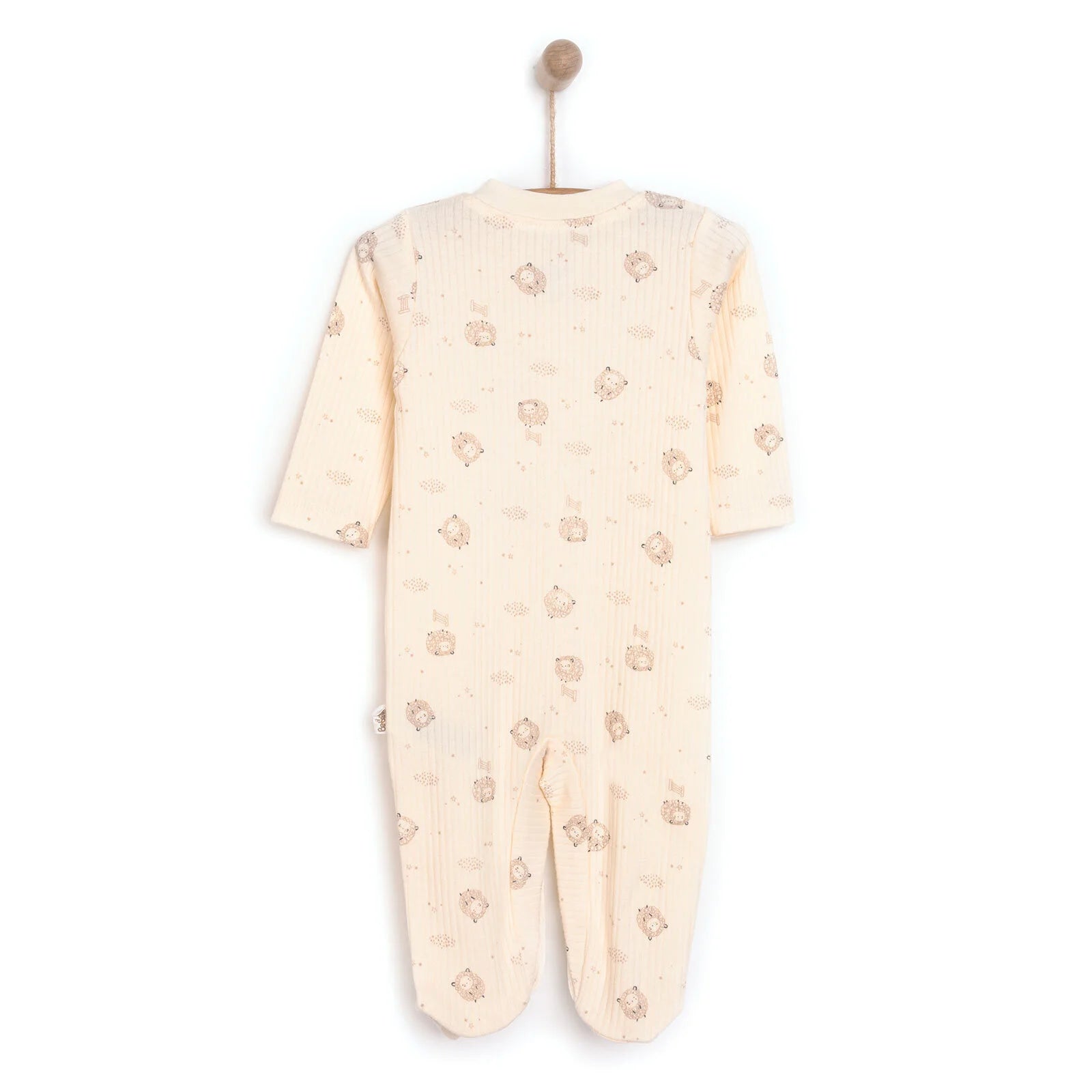 Bebetto Newborn Organic Little Lamp Footed Jumpsuit - Ecru - ebebek - Black Friday
