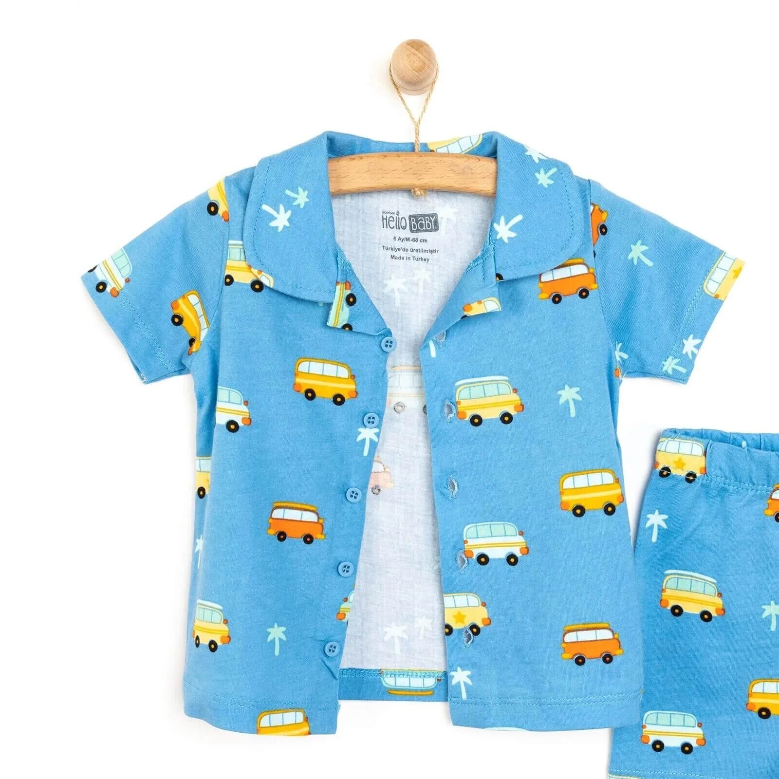 HelloBaby Baby Boy Short Sleeve Pyjamas - Blue - ebebek - Black Friday