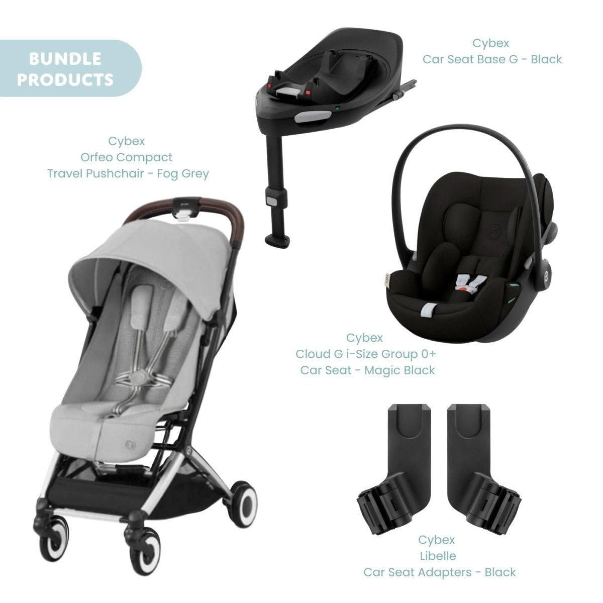 Cybex Orfeo Compact Pushchair with Cloud G Car Seat & Base Travel System Bundle - Fog Grey - ebebek - Christmas