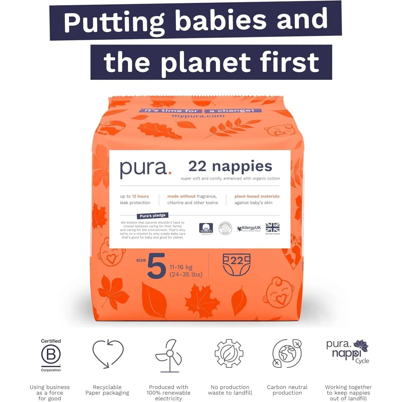 Pura Eco Nappy Size 5 - 22 nappies - ebebek - Black Friday