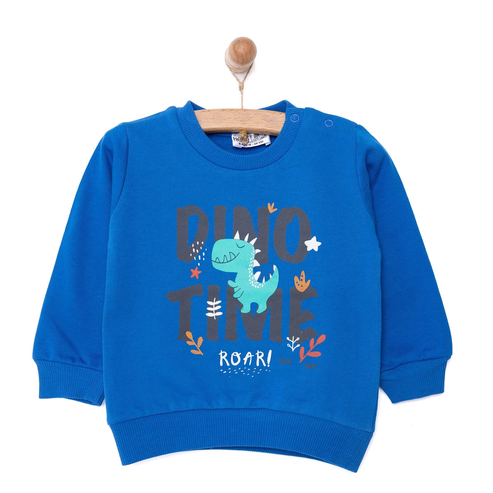 HelloBaby Basic Boy Low Raised Dino Printed Sweatshirt - Navy Blue - ebebek - Black Friday