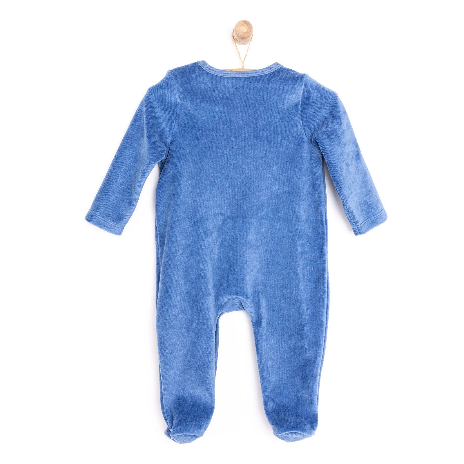 HelloBaby Newborn Boy Embroidered Velvet Jumpsuit - Blue - ebebek - Black Friday