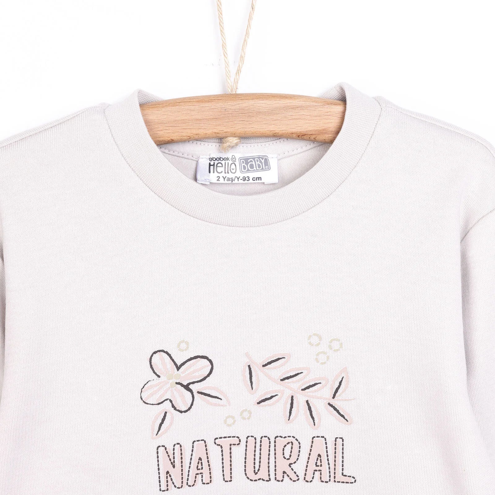 HelloBaby Basic Girl Leaf Printed Jogging Set - Beige - ebebek - Black Friday