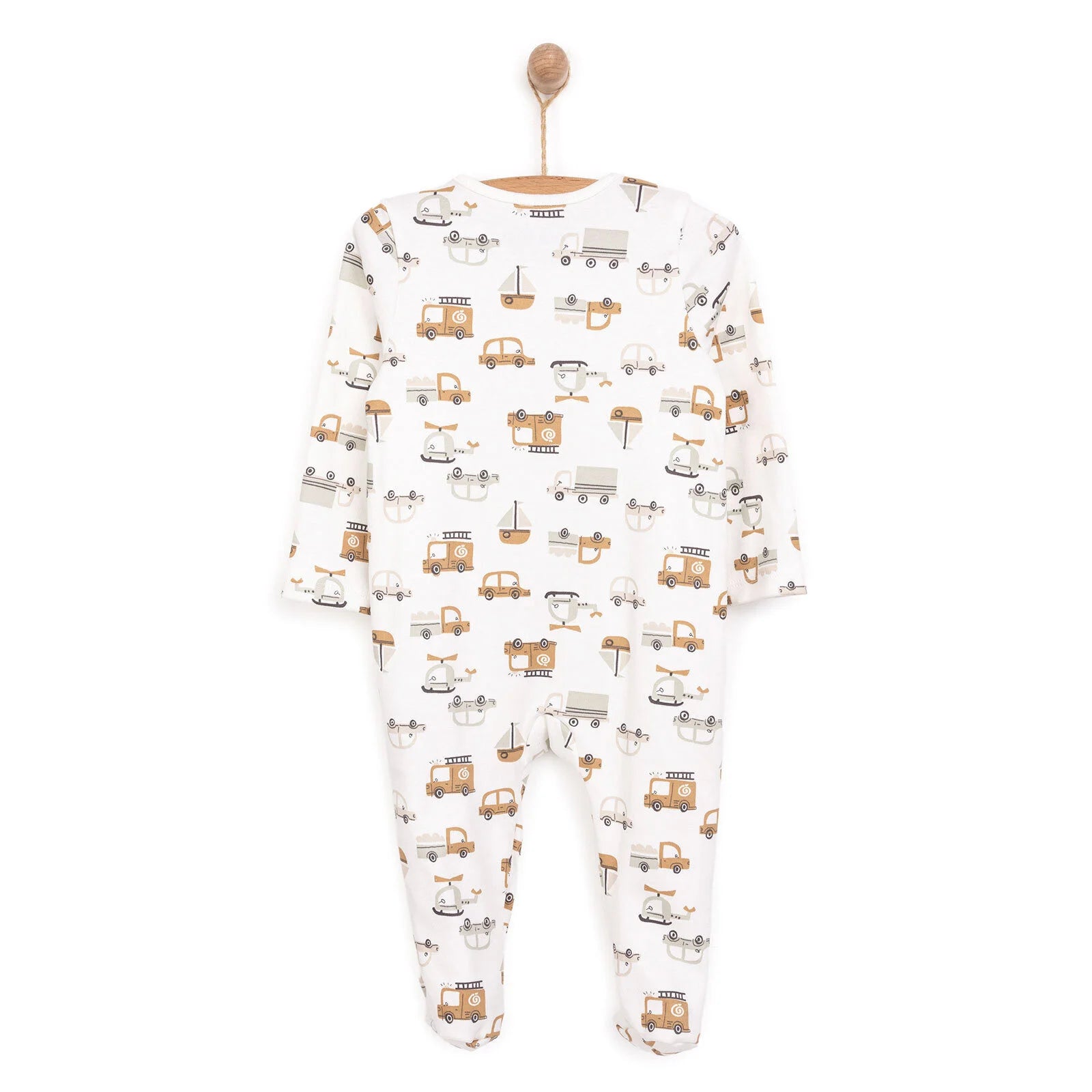 HelloBaby Newborn Boy Organic Footed Jumpsuit - Ecru - ebebek - Black Friday