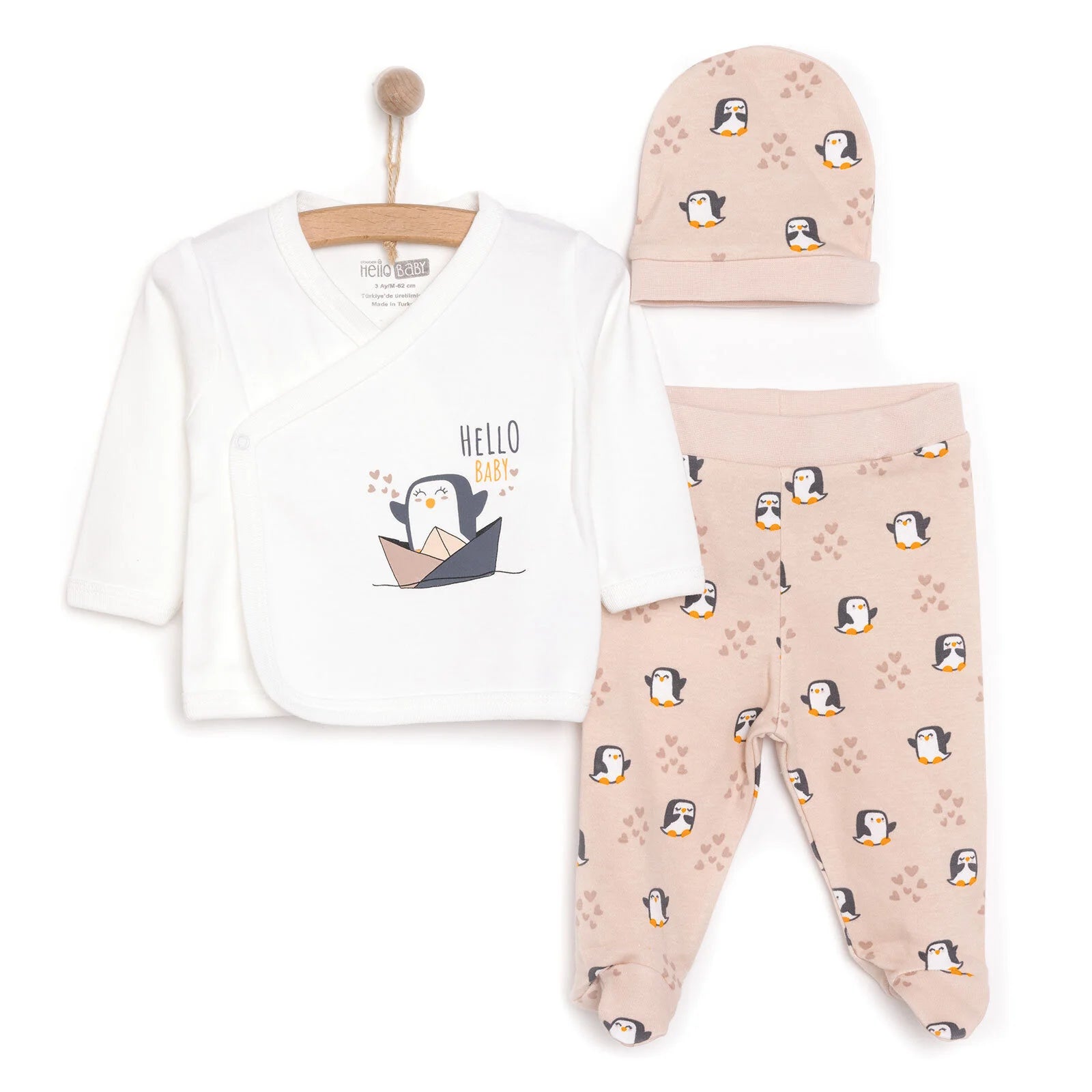 HelloBaby Wrapover Top - Hat - Footed Bottom - Pink - ebebek - Black Friday