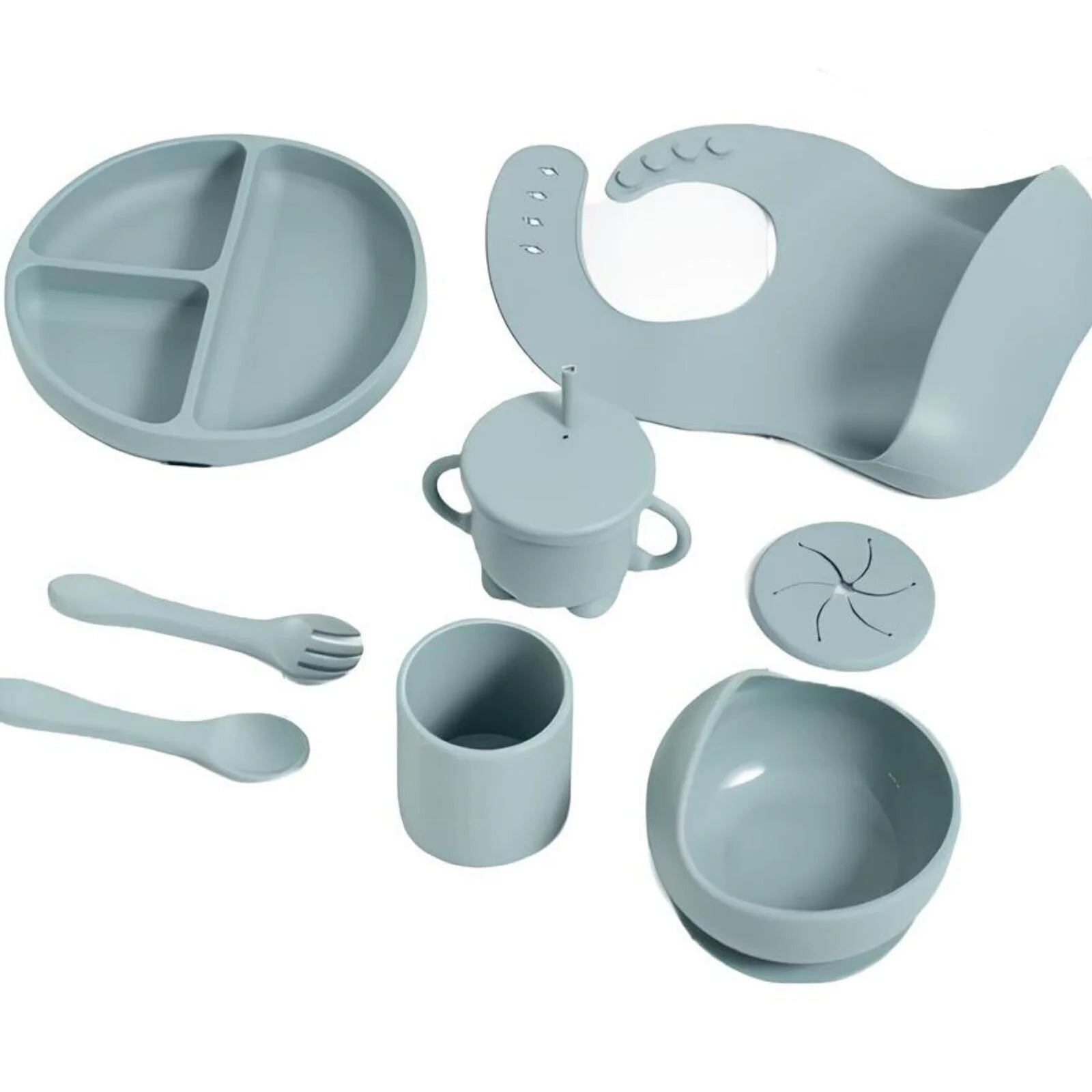 BLW Essentials Silicone Feeding Set - Dusky Blue - ebebek - Black Friday