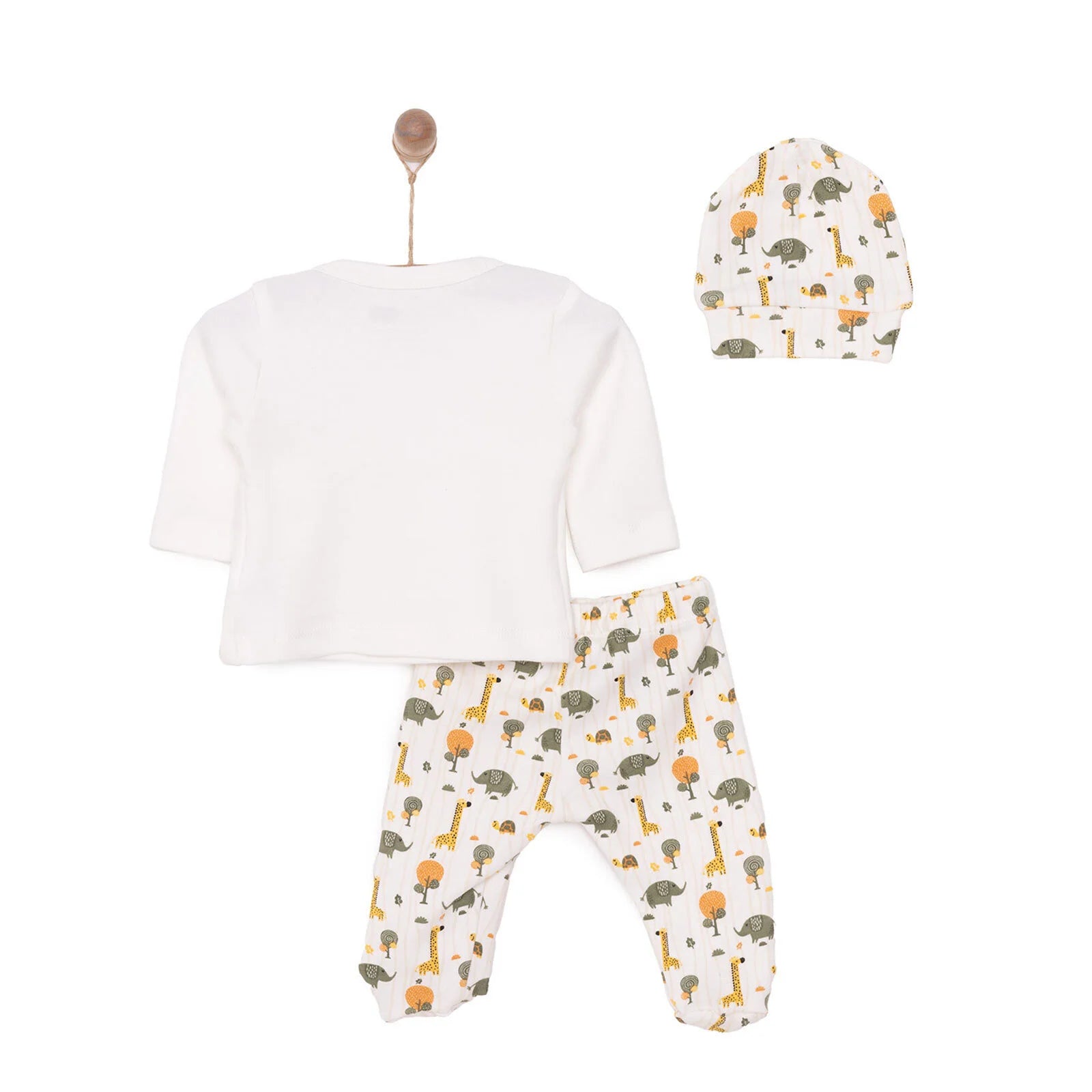 HelloBaby Newborn Baby Boy Body - Footed Bottom - Hat - Ecru - ebebek - Black Friday