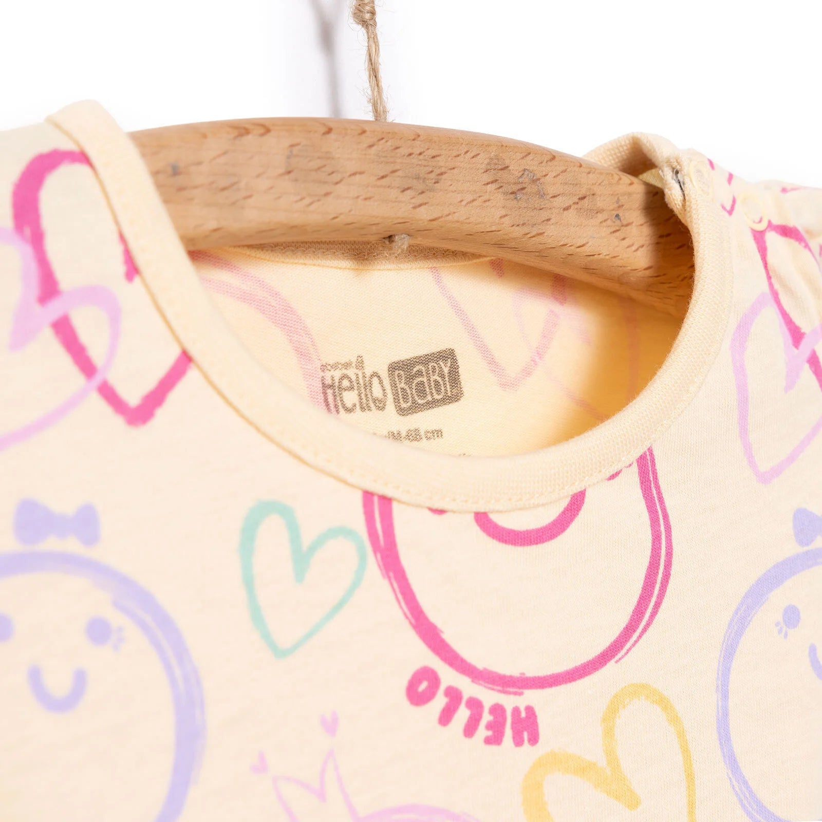 HelloBaby Basic Girl Smiling Face Tshirt - Light Yellow - ebebek - Black Friday