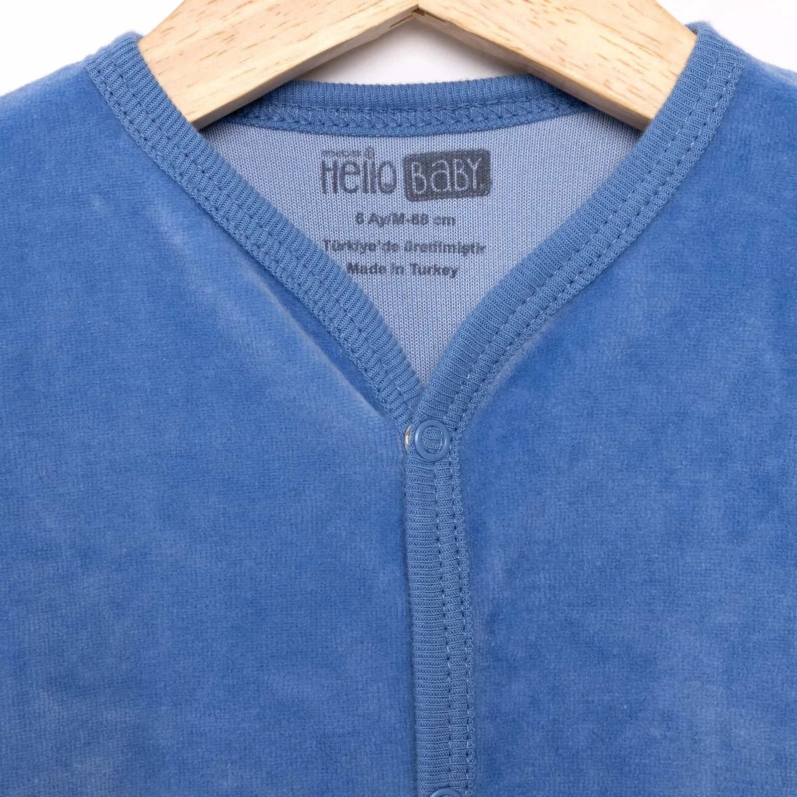 HelloBaby Boy Velvet Footed Jumpsuit - Light Blue - ebebek - Black Friday