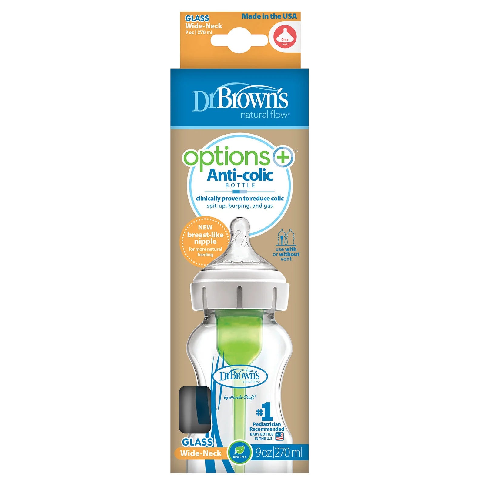 Dr. Brown's Options+ Anti - Colic Wide Neck Glass Baby Bottle 270ml - ebebek - Black Friday