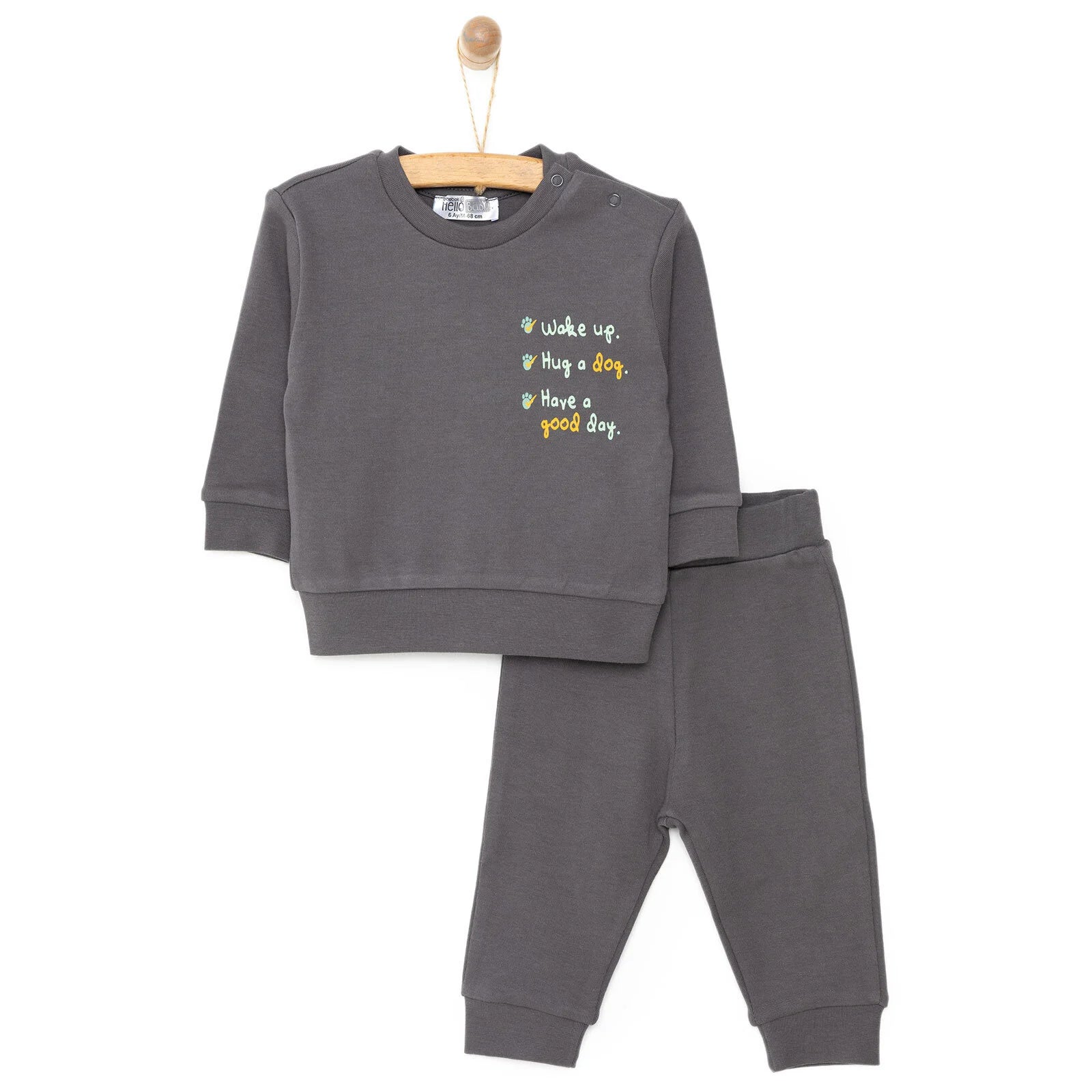 HelloBaby Basic Boy Text Printed Jogging - Anthracite - ebebek - Black Friday