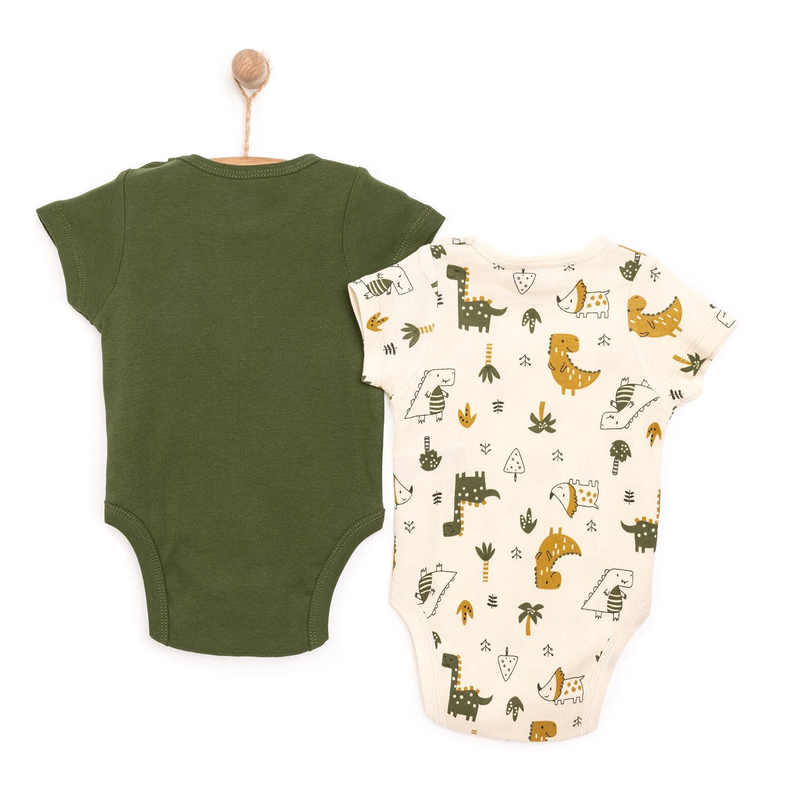 HelloBaby Boy Short Sleeve Bodysuit 2 pcs - Khaki - ebebek - Black Friday