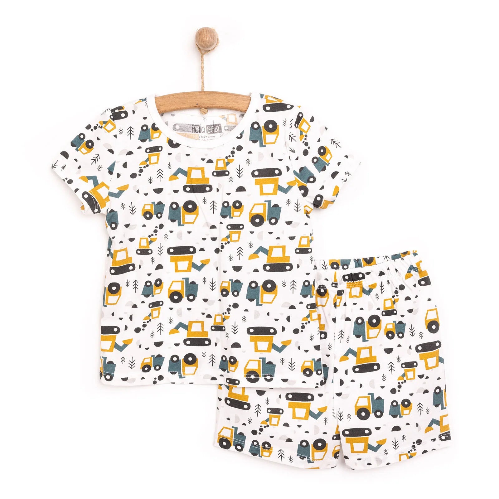 HelloBaby Baby Boy Short Sleeve Pyjamas Set - Ecru - ebebek - Black Friday