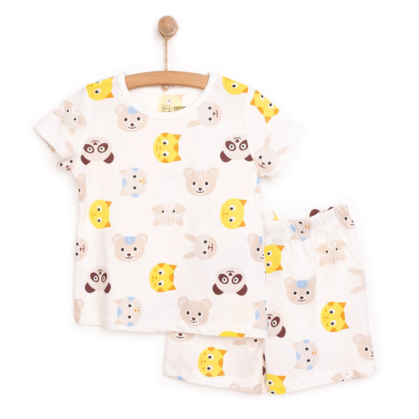 HelloBaby Baby Boy Short Sleeve Pyjamas Set - White - ebebek - Black Friday