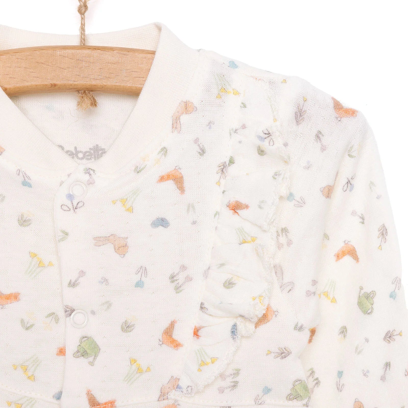 Bebetto Happy Garden Girl Footed Jumpsuit - Ecru - ebebek - Black Friday