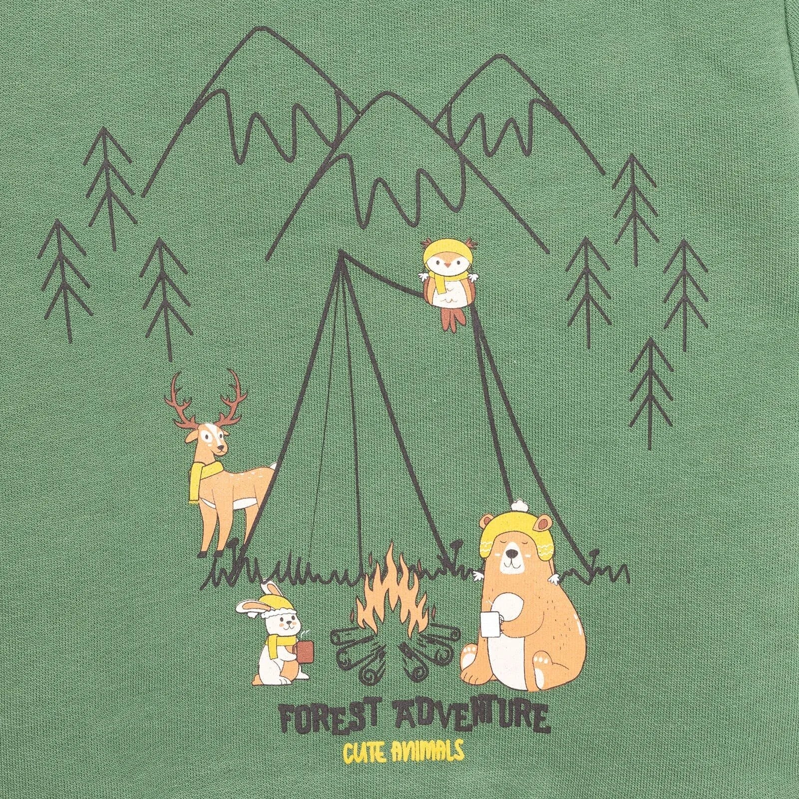 HelloBaby Basic Low Raised Camp Themed Sweatshirt - Dark Green - ebebek - Black Friday