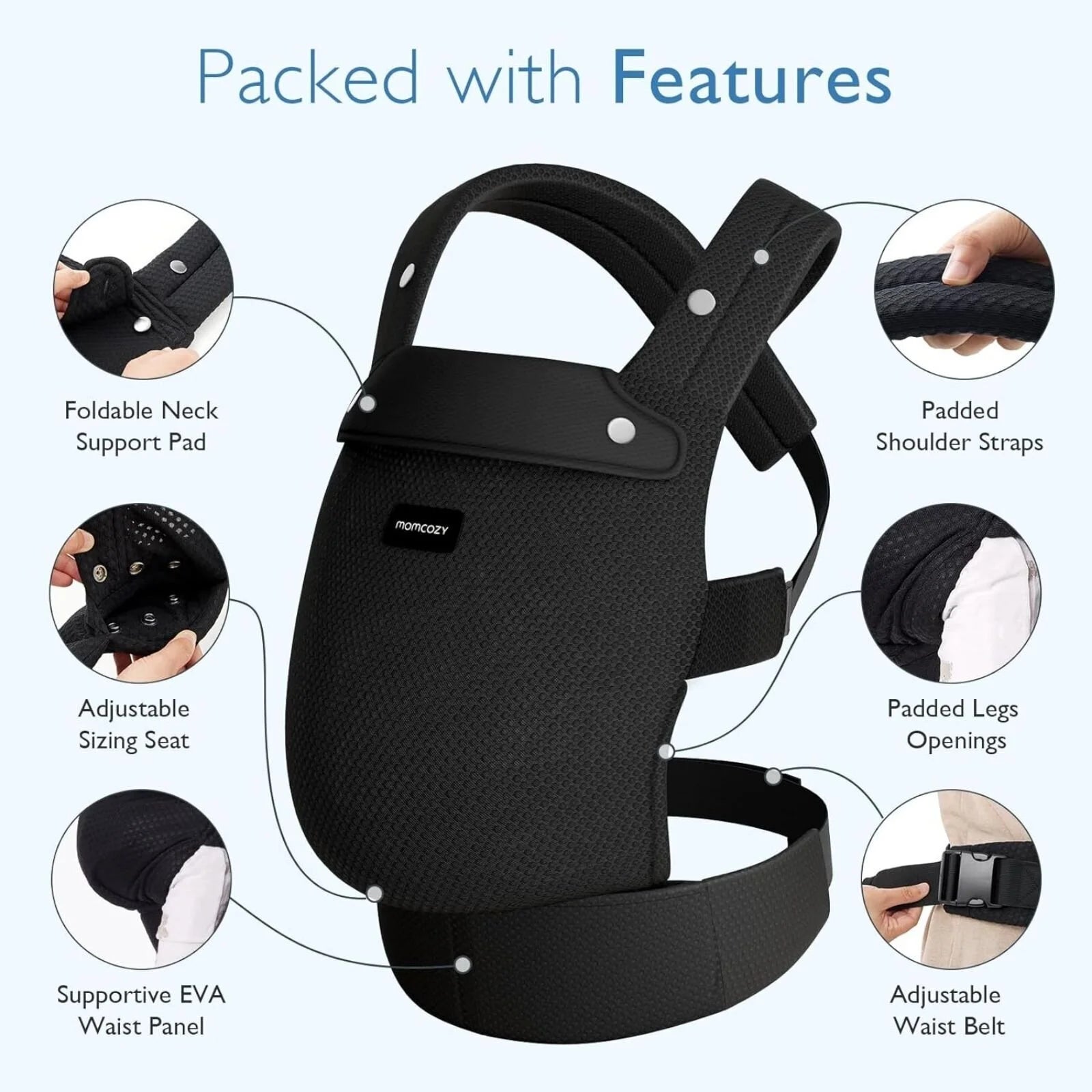 Momcozy Baby Carrier Newborn to Toddler Air Mesh - Black - ebebek - Black Friday