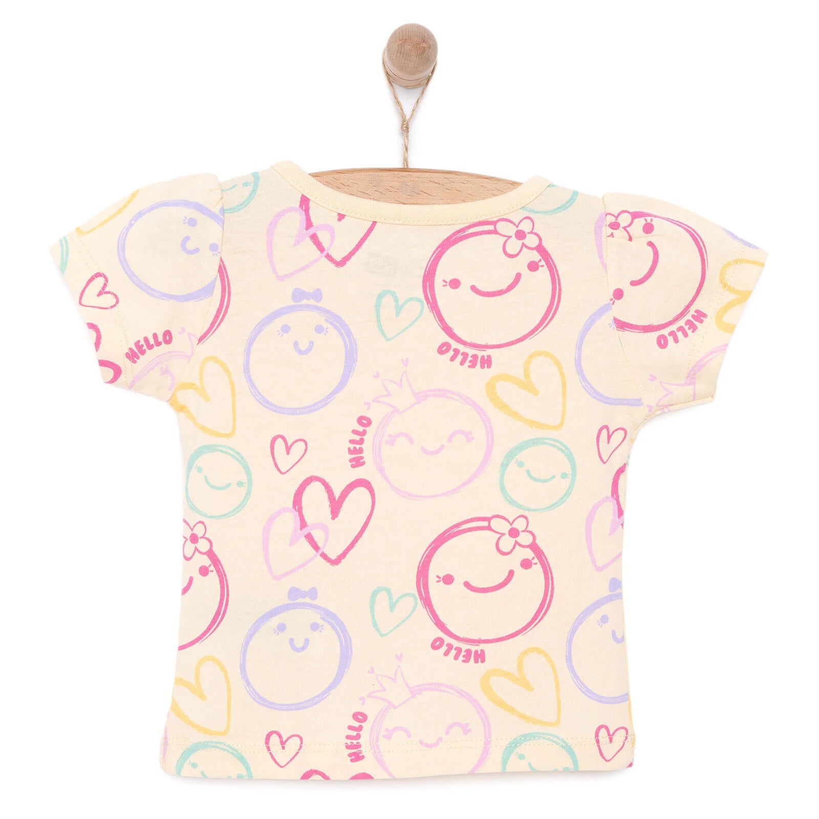 HelloBaby Basic Girl Smiling Face Tshirt - Light Yellow - ebebek - Black Friday