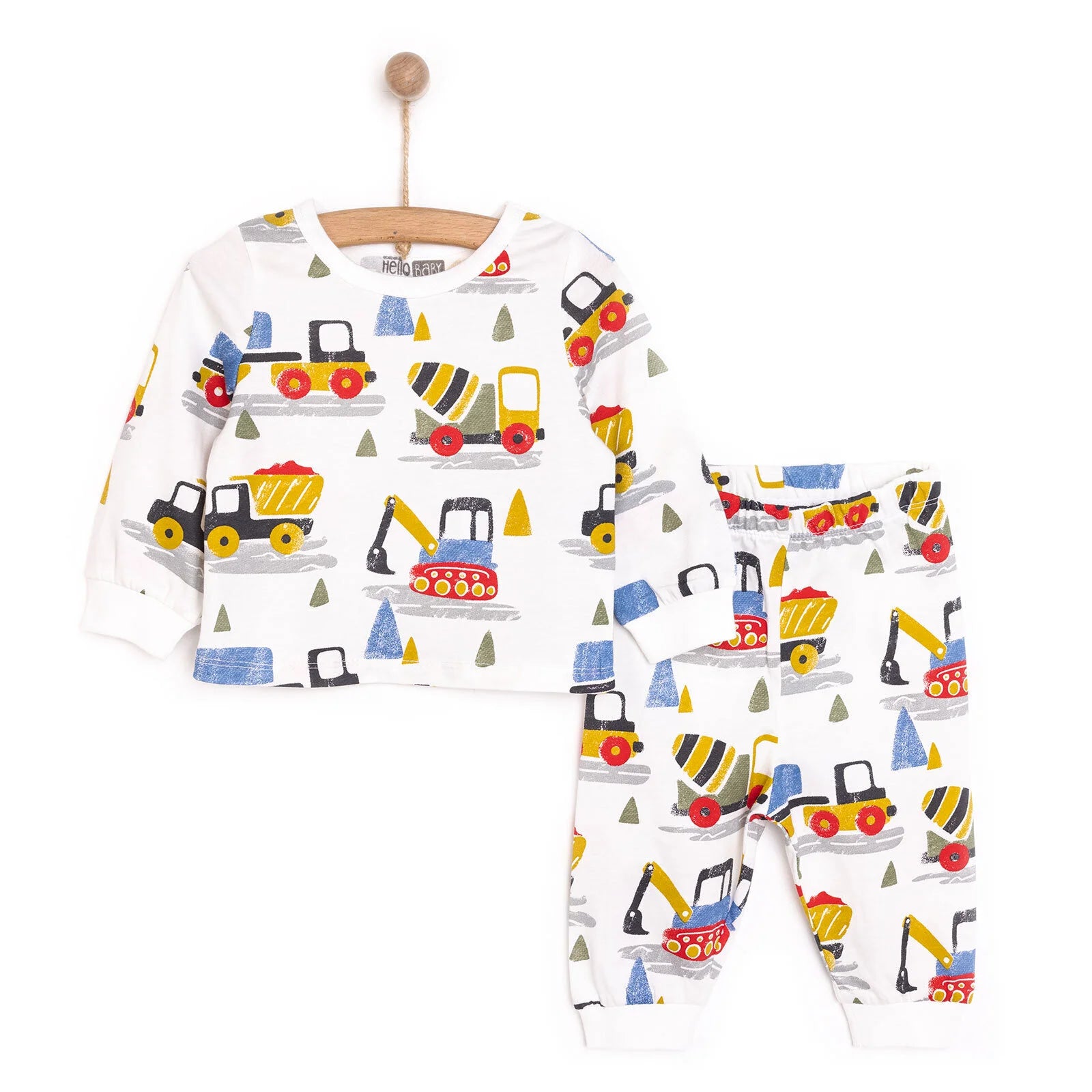 HelloBaby Baby Boy Long Sleeve Pyjamas Set - Ecru - ebebek - Black Friday