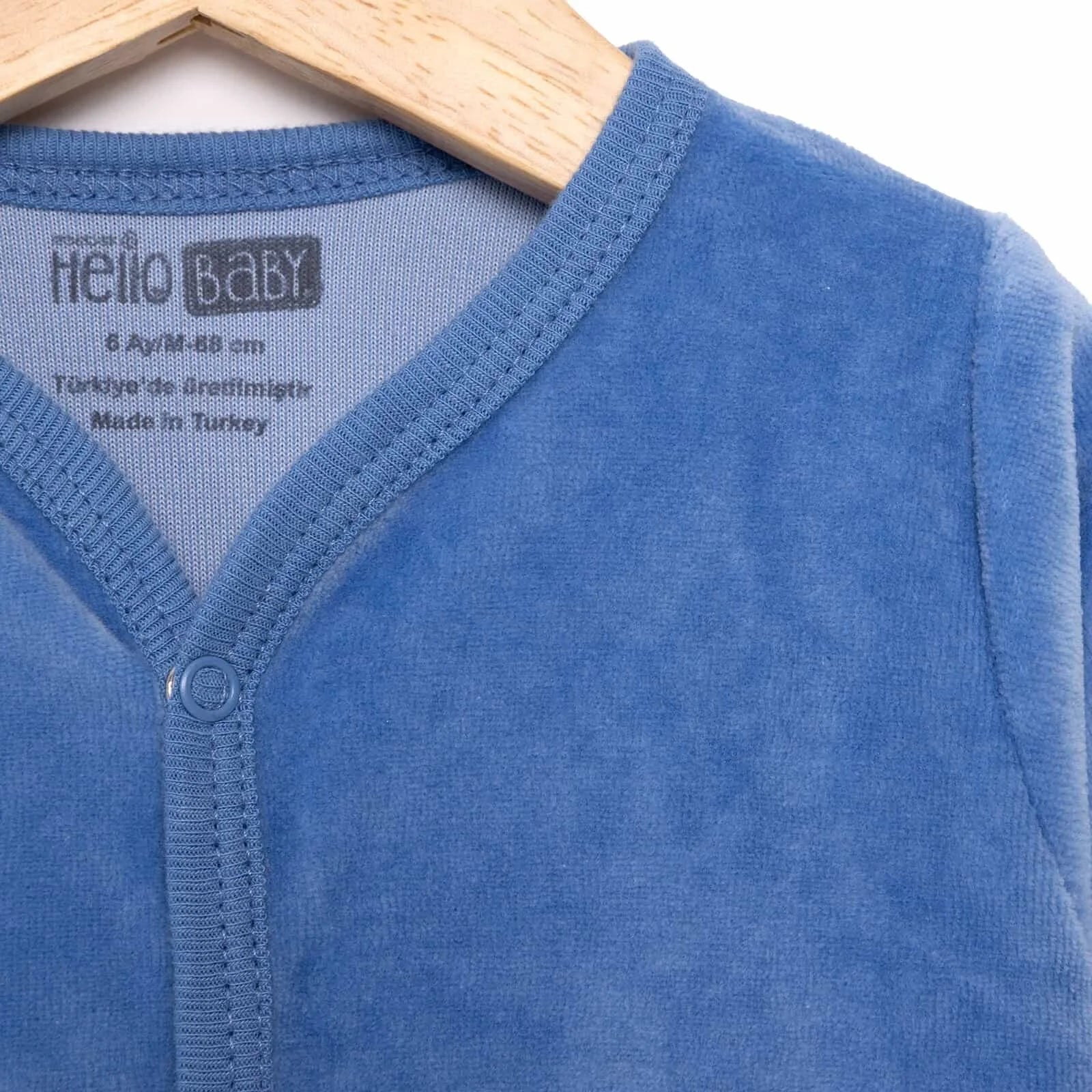 HelloBaby Boy Velvet Footed Jumpsuit - Light Blue - ebebek - Black Friday