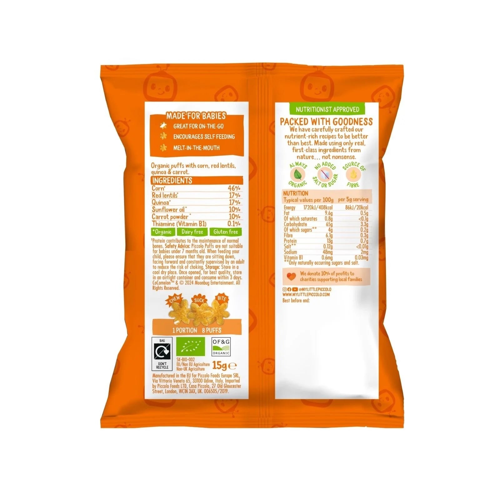 Piccolo Organic Carrot Puff Stars 7+ months 60g (4x15g) - ebebek - Black Friday