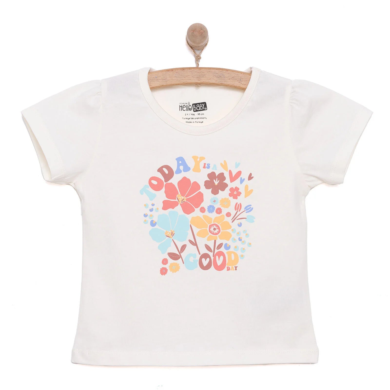 HelloBaby Basic Girl Flower Printed Tshirt - Ecru - ebebek - Black Friday