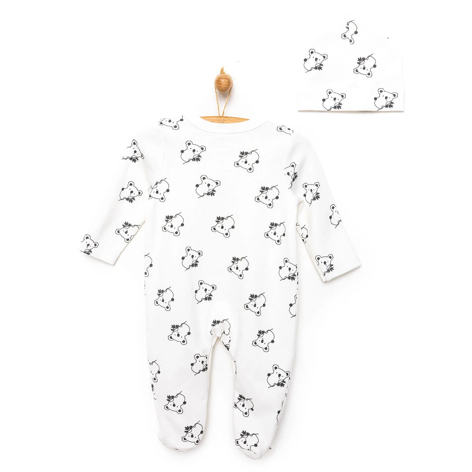 HelloBaby Footed Jumpsuit with Hat - Black - ebebek - Black Friday