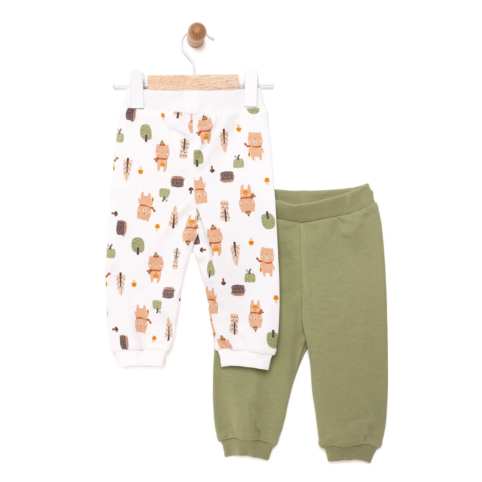HelloBaby Basic Bear Printed 2 Piece Footed Bottom - Khaki - ebebek - Black Friday