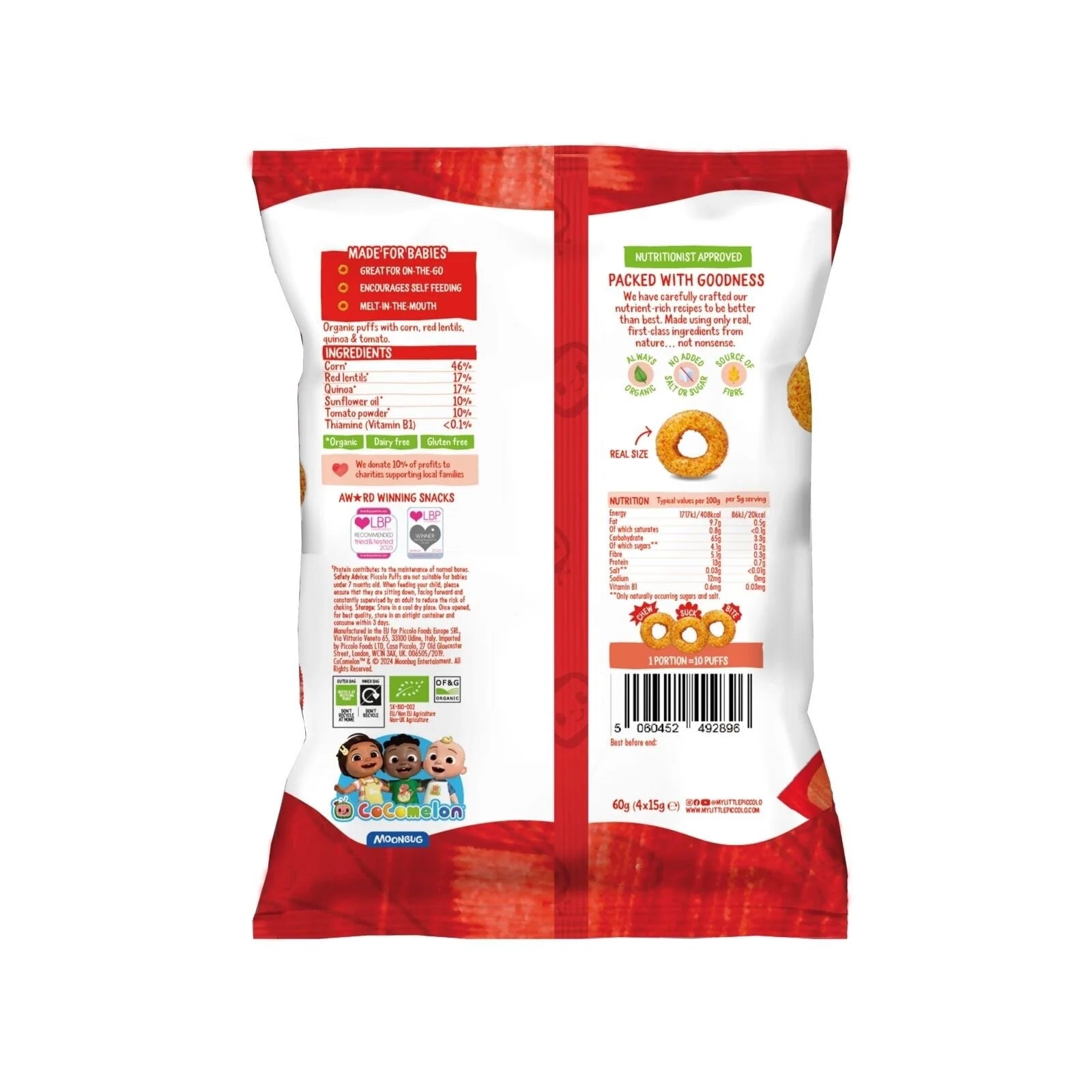 Piccolo Organic Multigrain Puffs Tomato Rings 7+ months 60g (4x15g) - ebebek - Black Friday