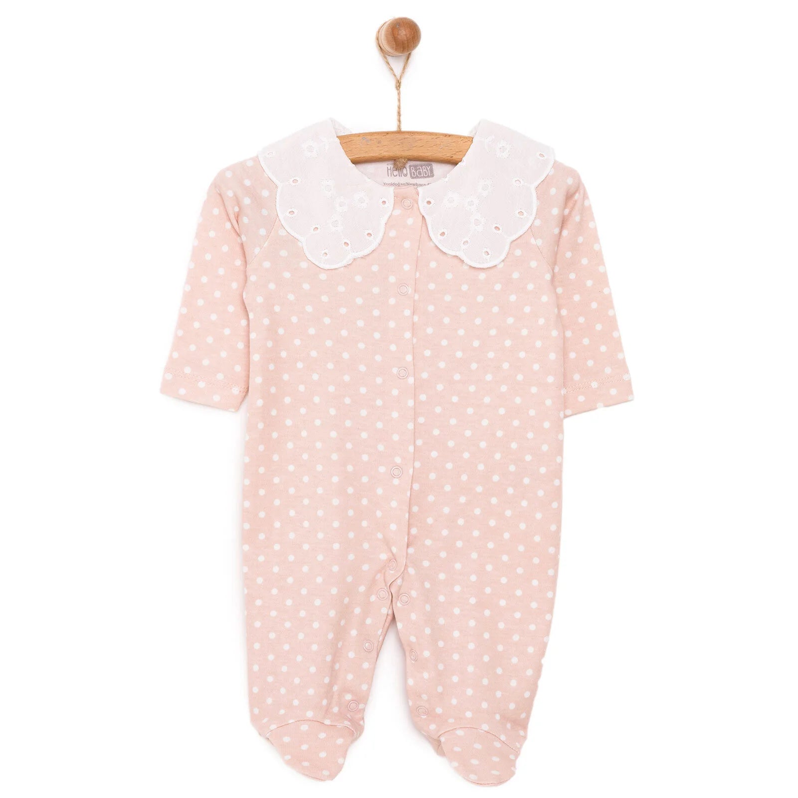 HelloBaby Newborn Girl Footed Jumpsuit - Salmon - ebebek - Black Friday