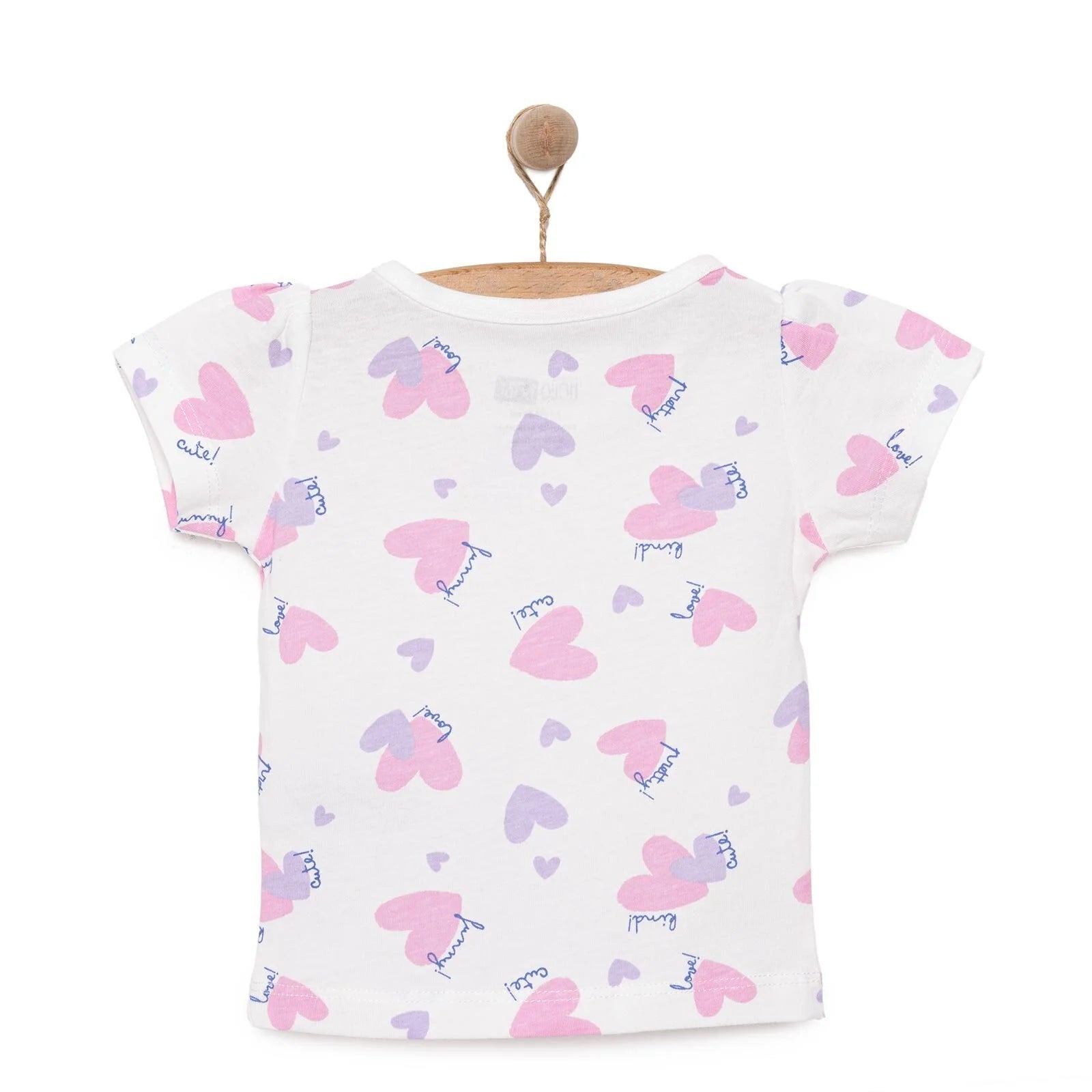 HelloBaby Basic Girl Hearts Patterned T-shirt - Ecru - ebebek - Black Friday