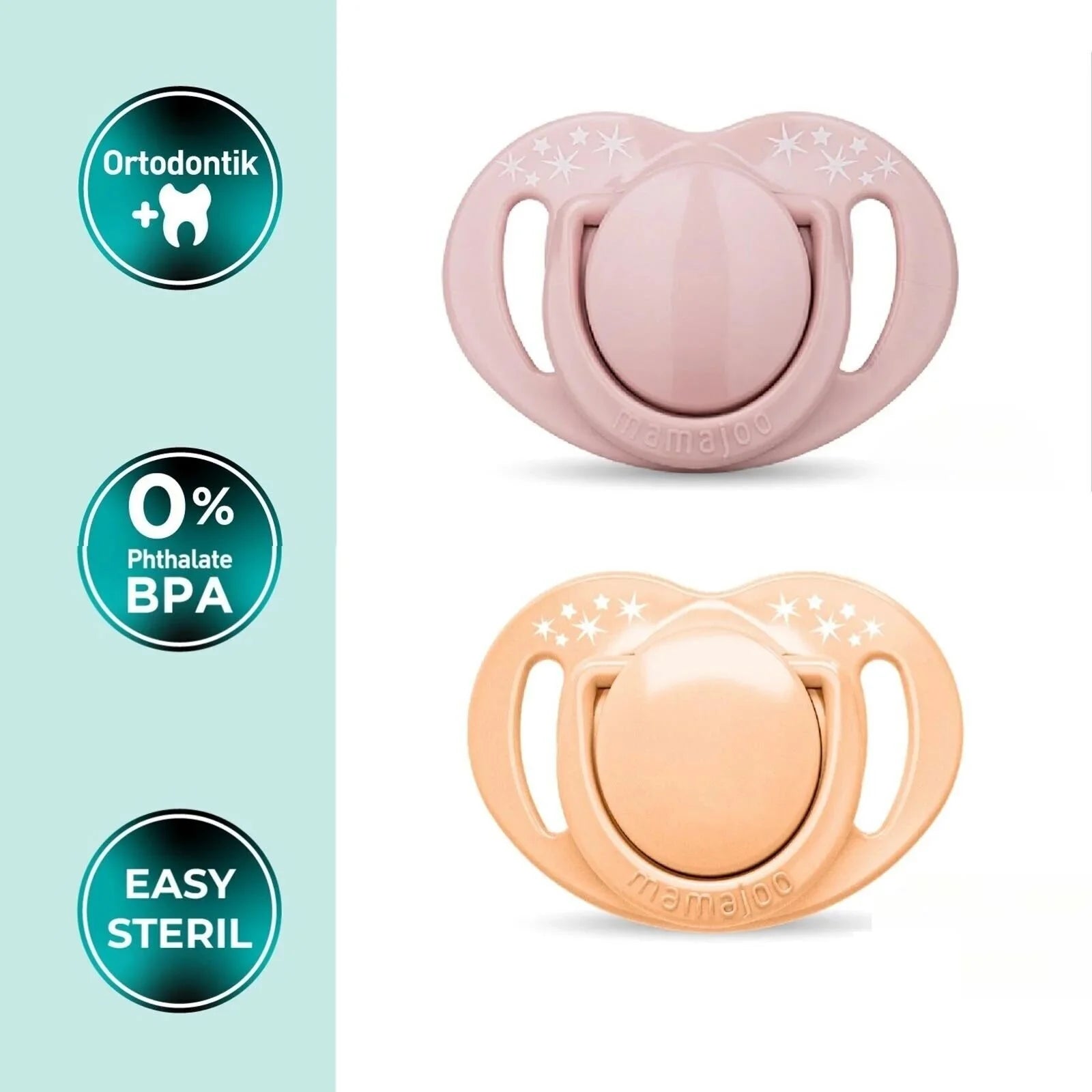 Mamajoo Orthodontic Soothers with Steriliser Box 6+ months Pack of 2 - Powder Pink & Blush - ebebek - Black Friday