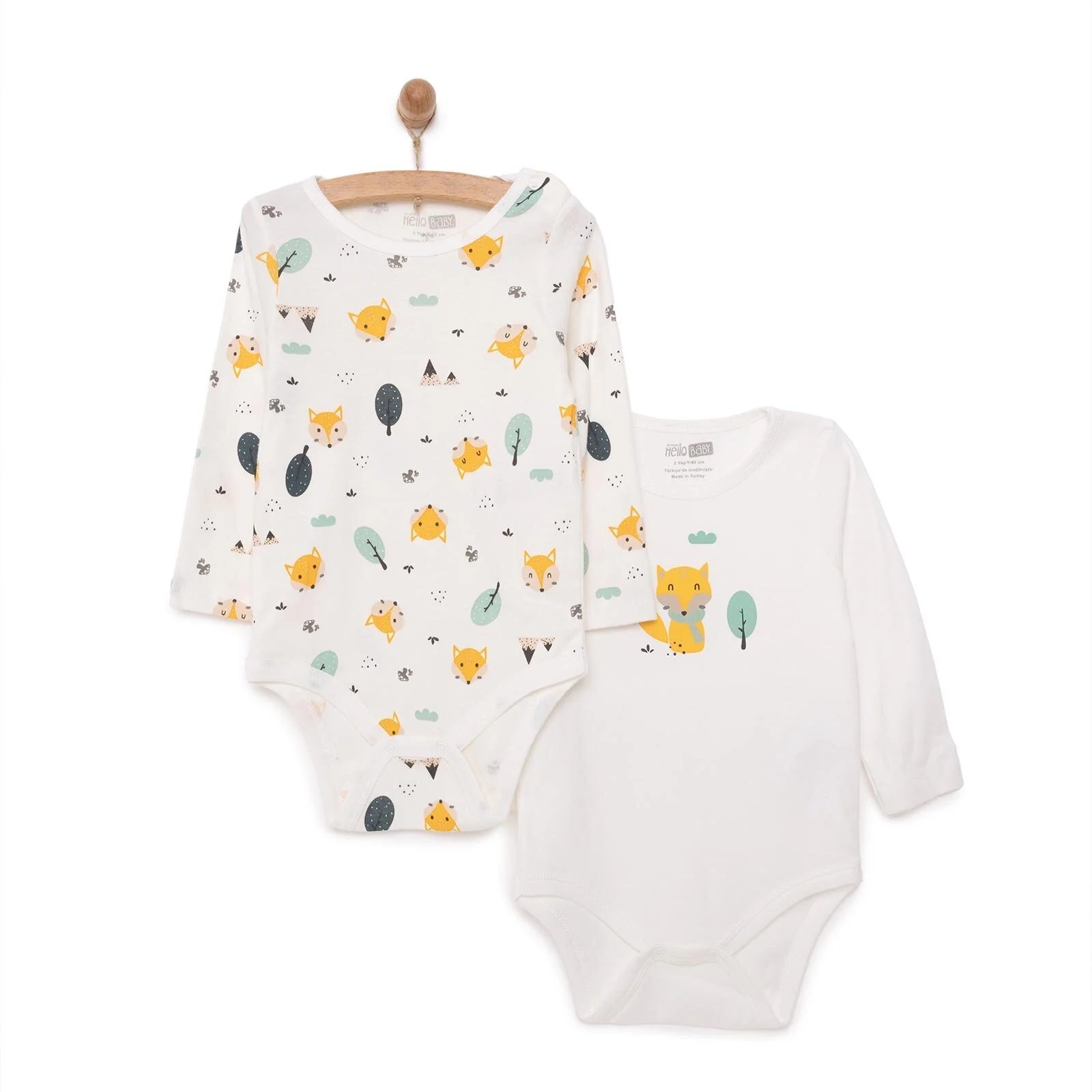 HelloBaby Boy 2 - Pack Long Sleeve Bodysuit - Light Brown - ebebek - Black Friday