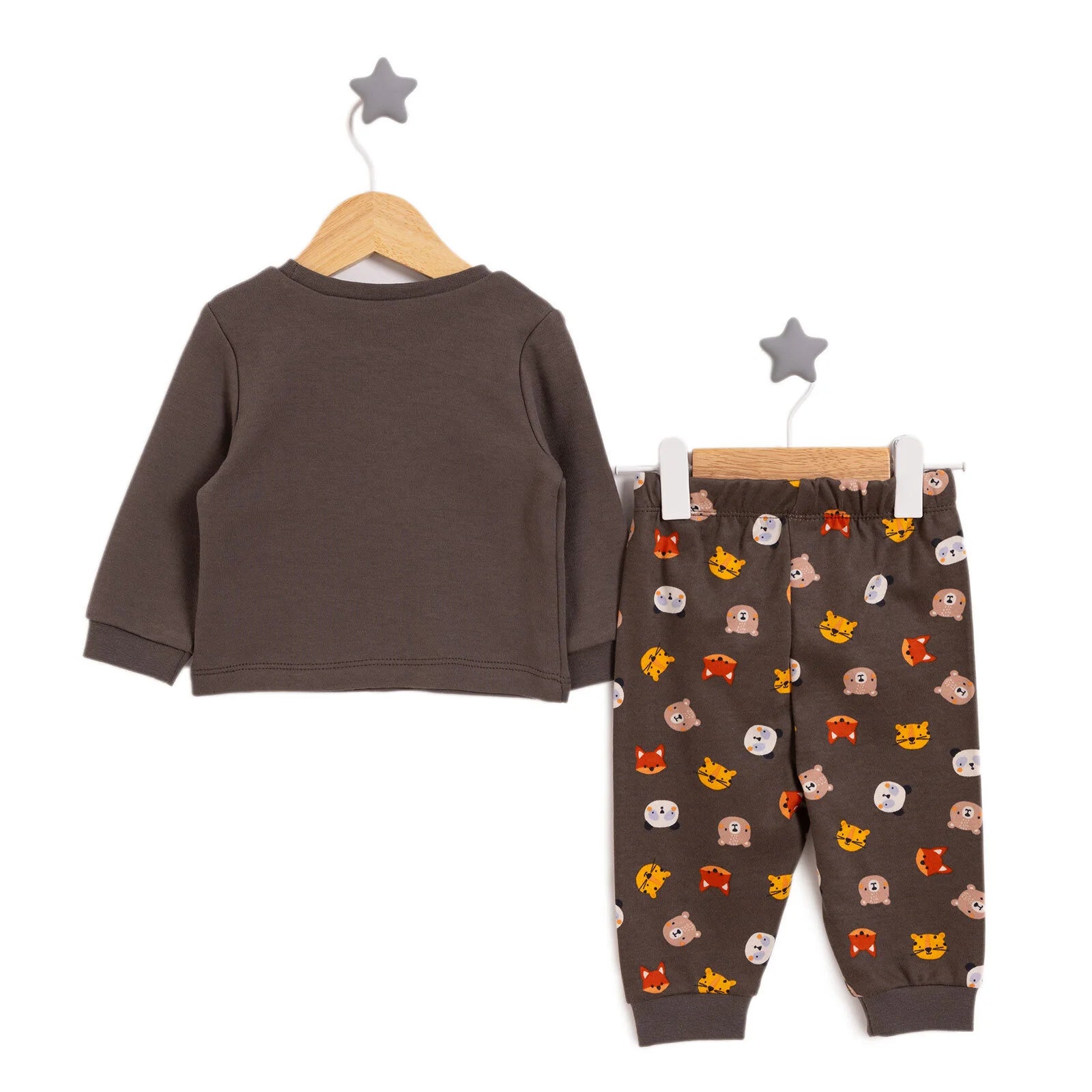 HelloBaby Boy Long Sleeve Pyjamas Set - Khaki - ebebek - Black Friday