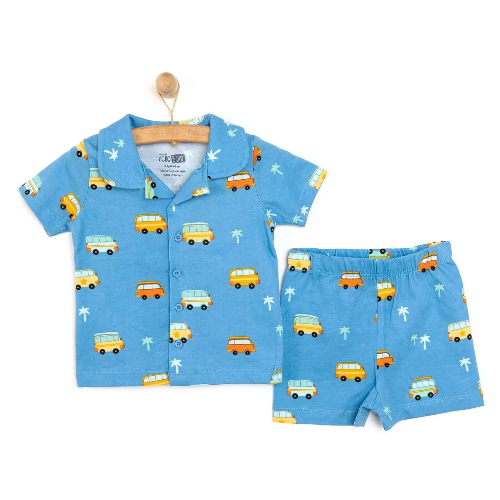 HelloBaby Baby Boy Short Sleeve Pyjamas - Blue - ebebek - Black Friday