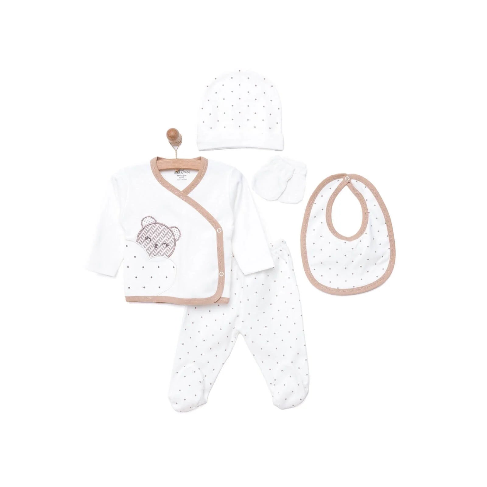 Aziz Bebe Newborn Suzene Embroidered Starter Set 5 pcs - Ecru - ebebek - Black Friday