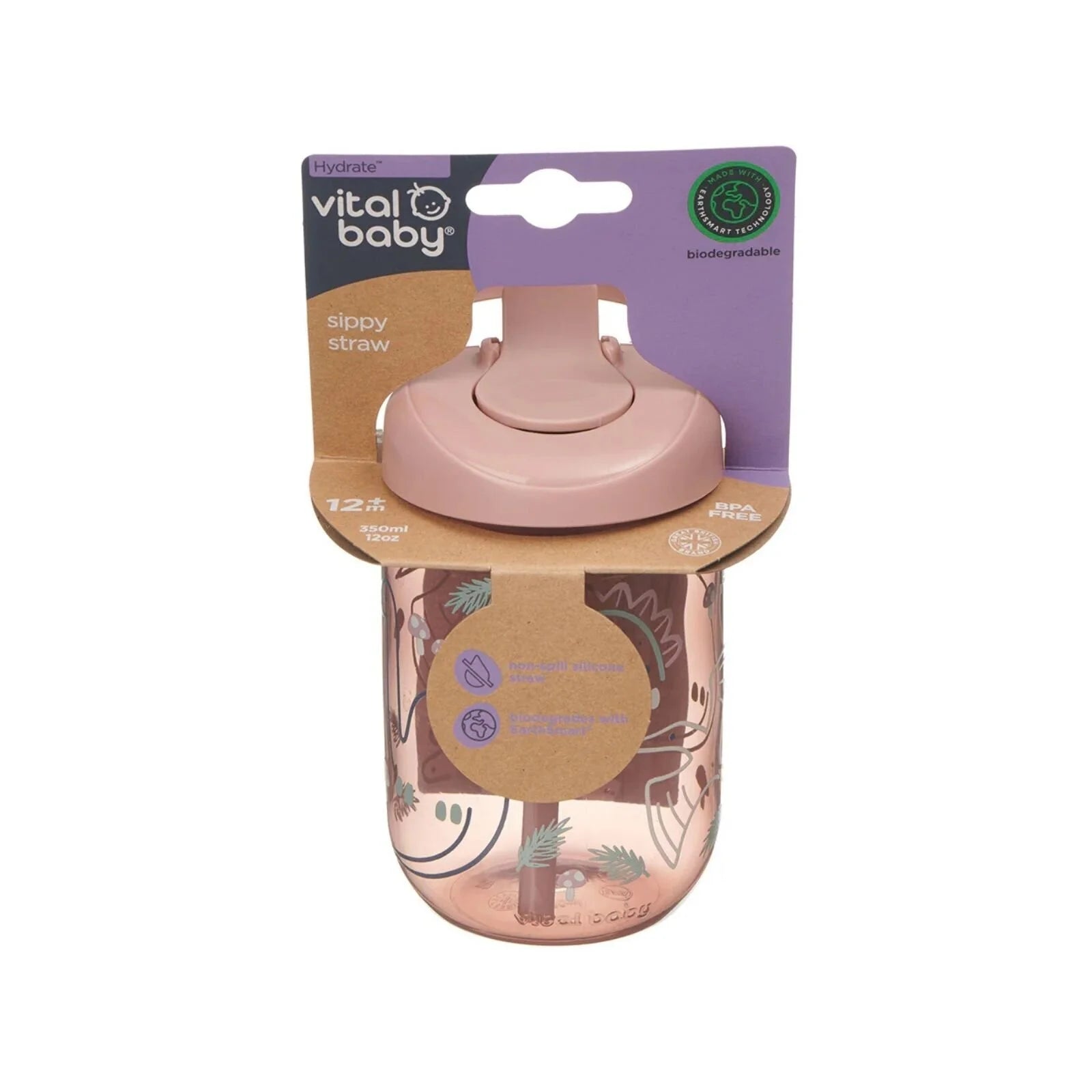 Vital Baby Hydrate Sippy Straw Cup 350ml - Natural Berry - ebebek - Black Friday