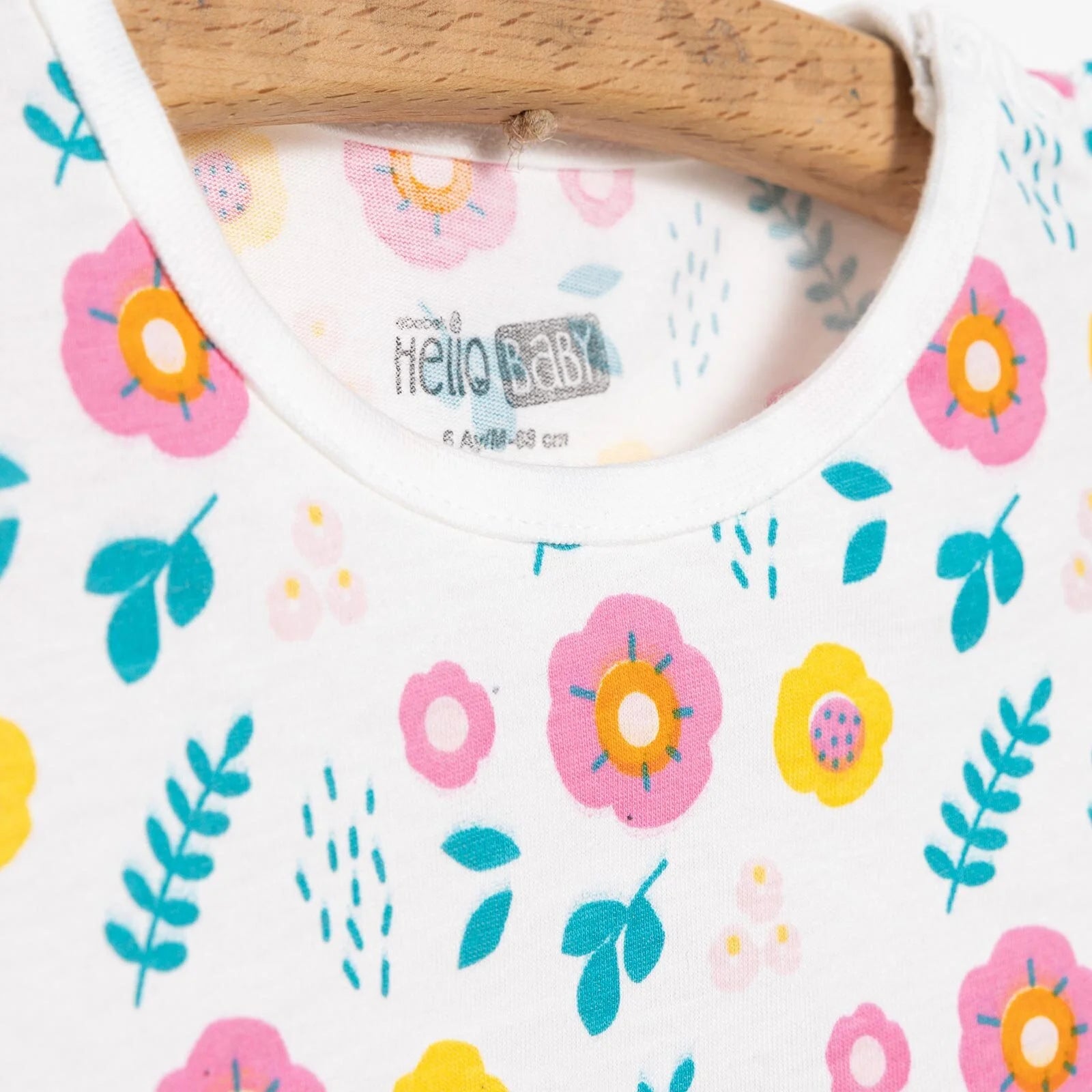 HelloBaby Basic Girl Flowers Patterned Tshirt - Ecru - ebebek - Black Friday