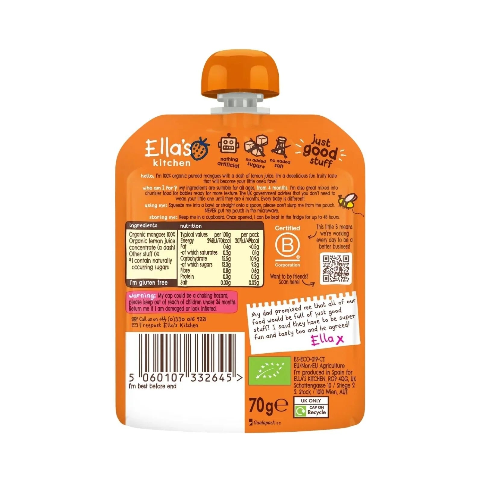 Ella's Kitchen Organic Mangoes First Tastes Baby Food Pouch 4+ months 70g - ebebek - Black Friday