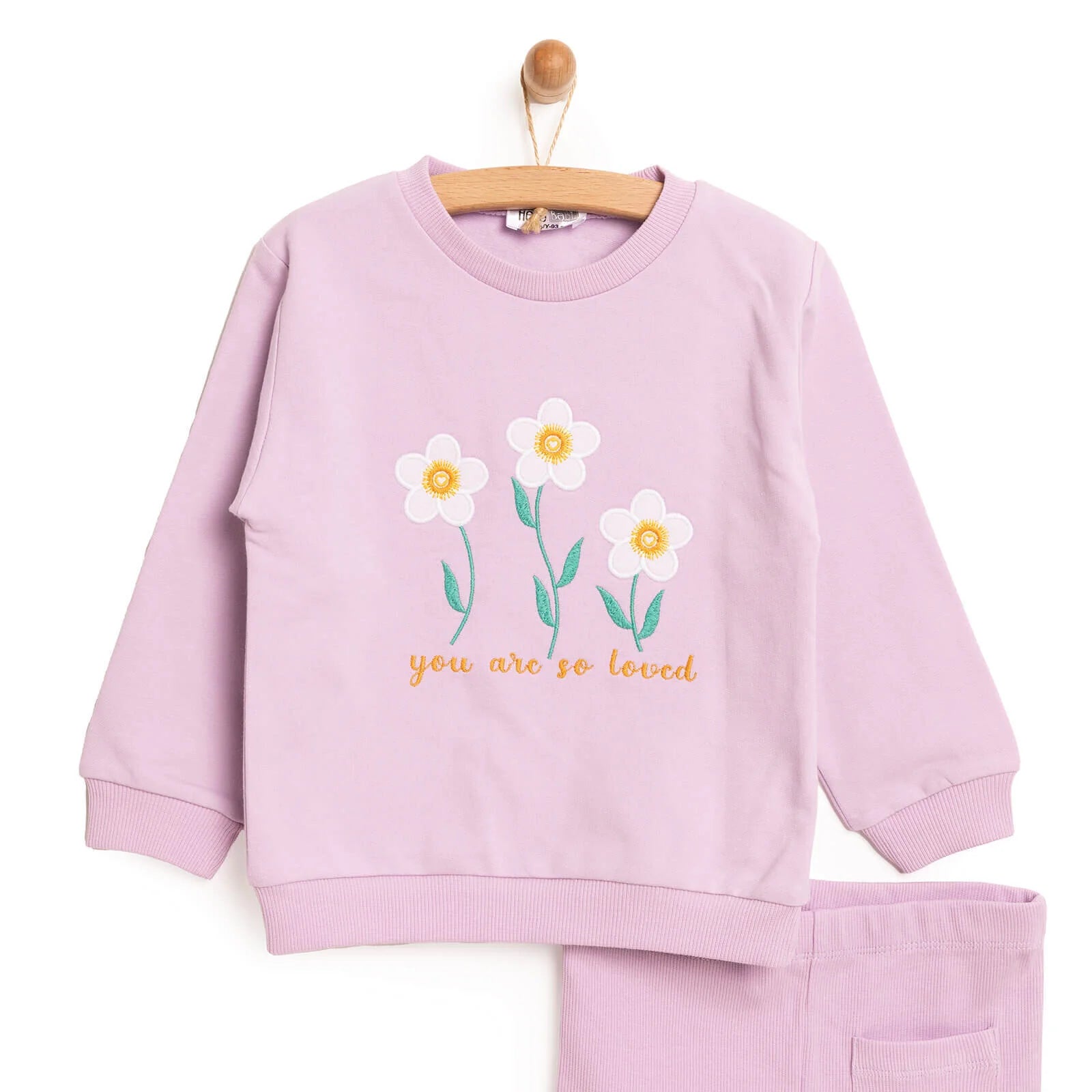 HelloBaby Baby Girl Sweatshirt Footless Bottom 2 pcs - Lilac - ebebek - Black Friday