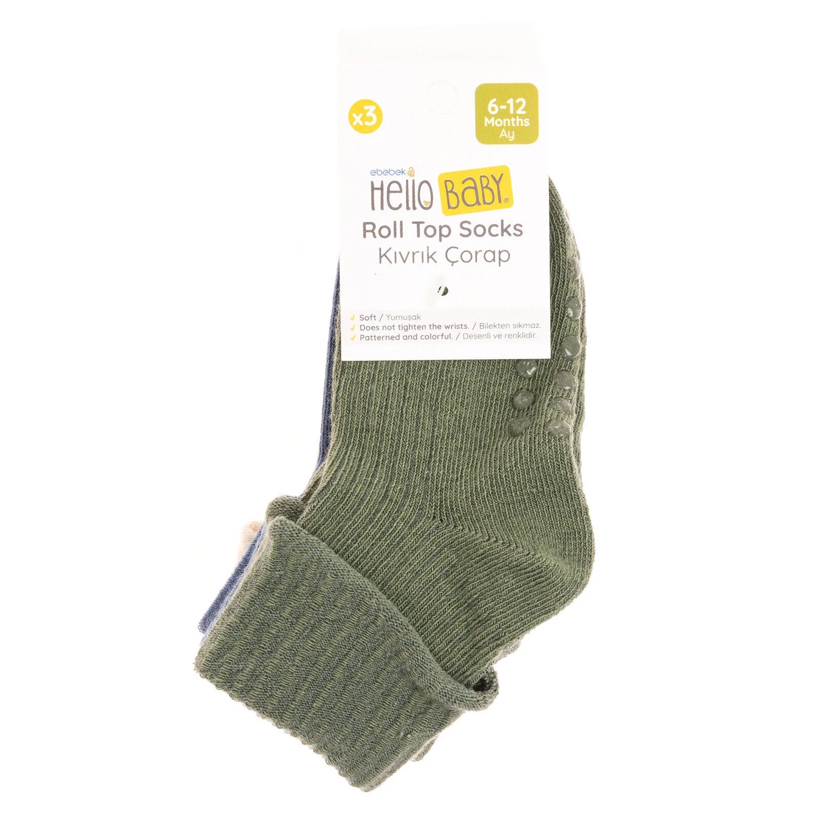 HelloBaby Unisex Pack of 3 Socks - Green - ebebek - Black Friday