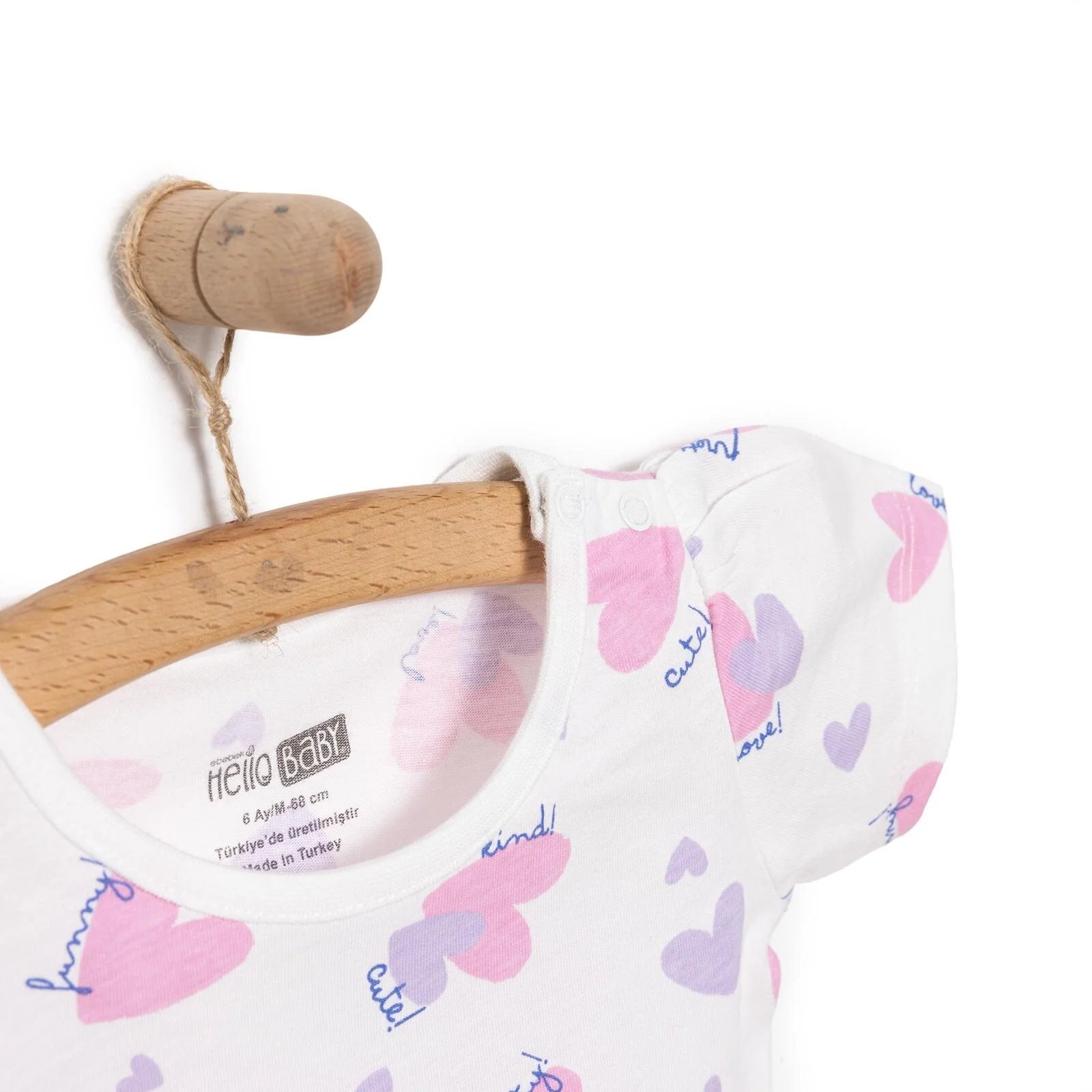 HelloBaby Basic Girl Hearts Patterned T-shirt - Ecru - ebebek - Black Friday