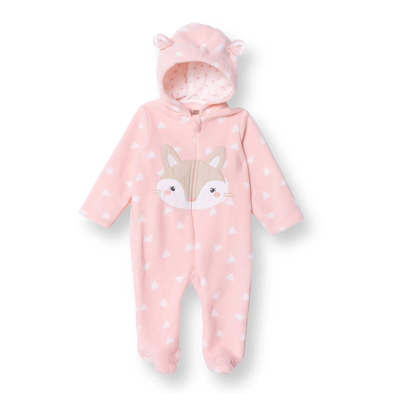 HelloBaby Newborn Polar Footed Jumpsuit - Pink Printed - ebebek - Black Friday