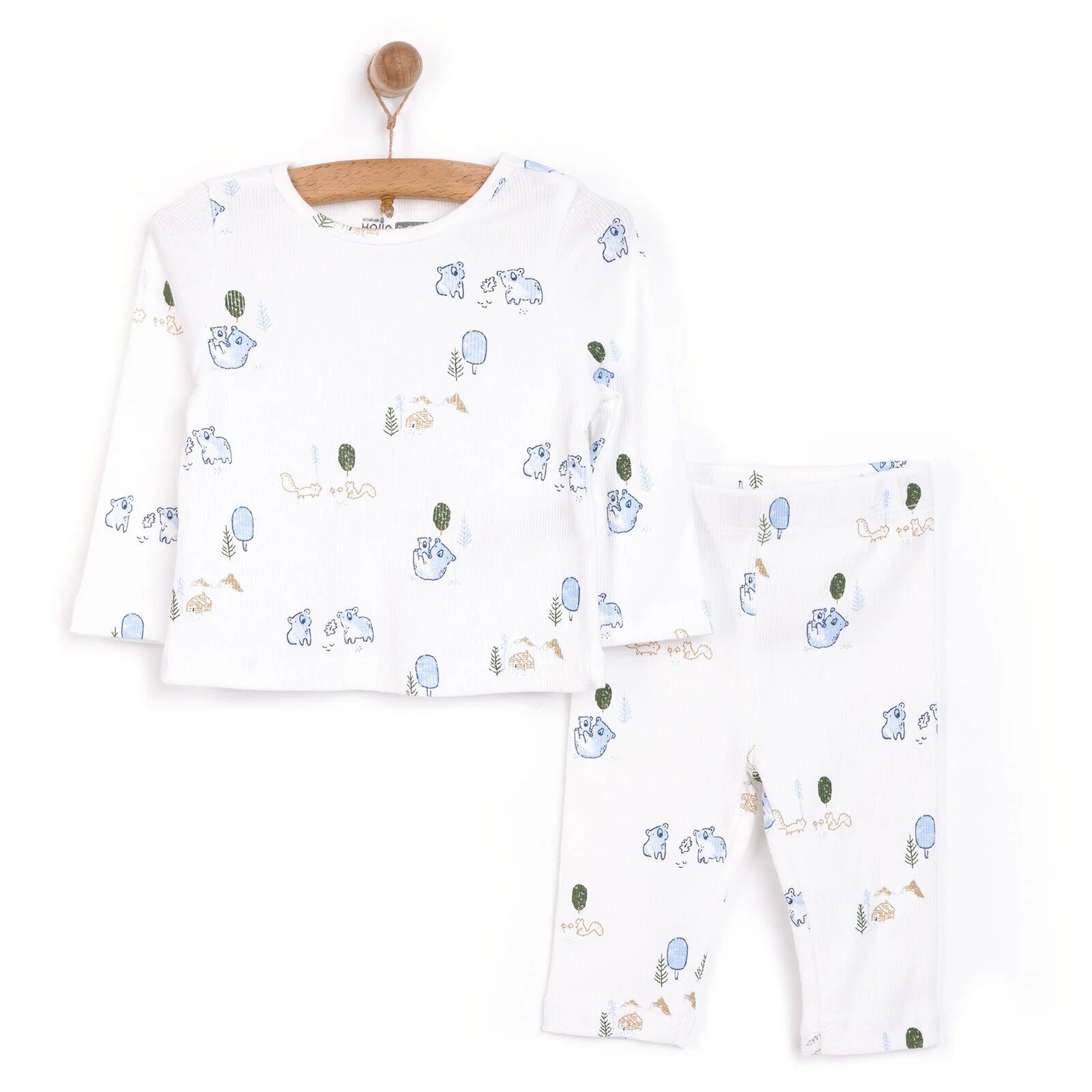 HelloBaby Boy Long Sleeve Pyjamas Set - Ecru - ebebek - Black Friday