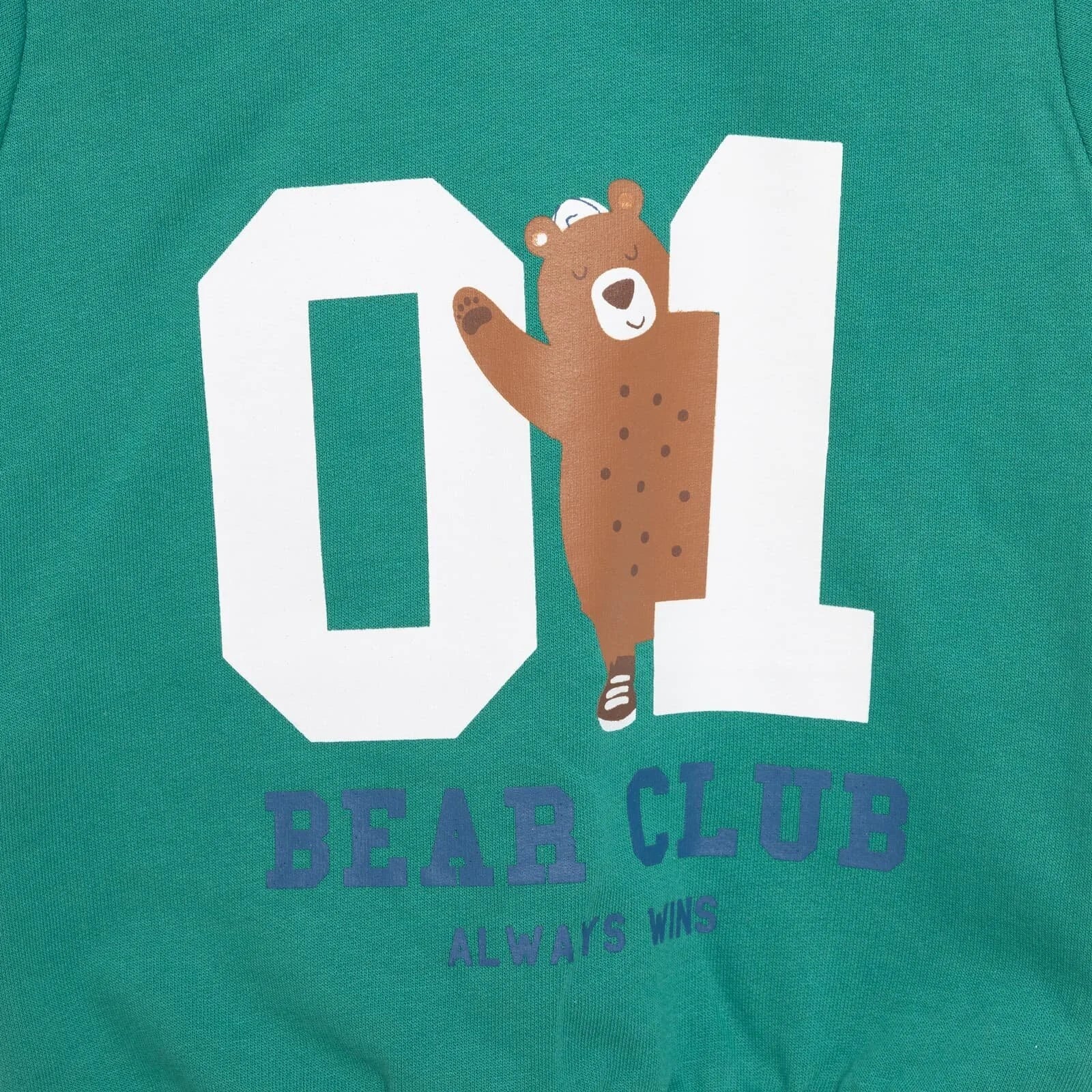 HelloBaby Basic Boy Low Raised Bear Printed Sweatshirt - Dark Green - ebebek - Black Friday