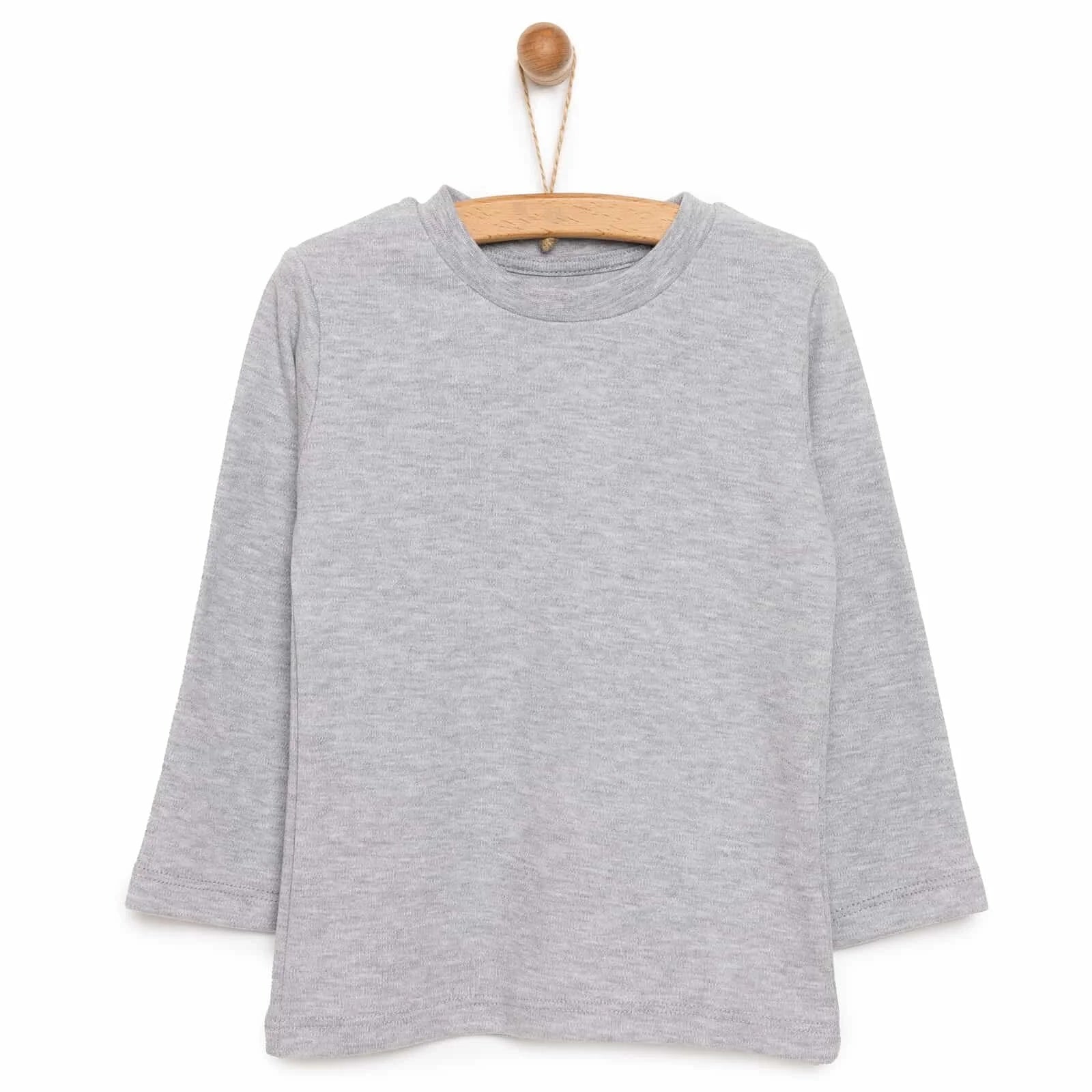 HelloBaby Basic Unisex Long Sleeve T-shirt - White - Grey Melange - ebebek - Black Friday