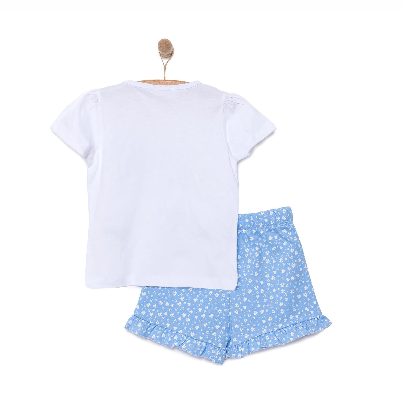 HelloBaby Girl Heart & Flower Patterned Short & T-shirt - Light Blue - ebebek - Black Friday