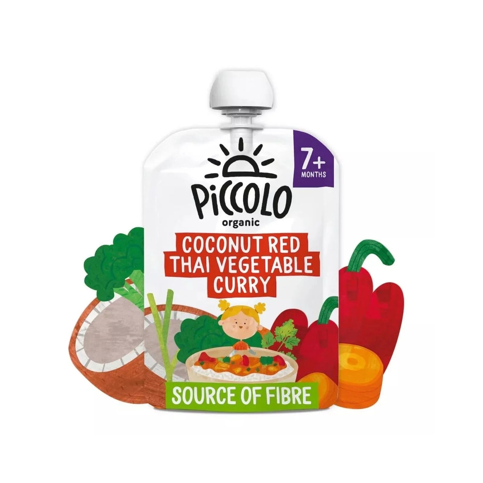 Piccolo Organic Coconut Red Thai Vegetable Curry 7+ months 130g - ebebek - Black Friday