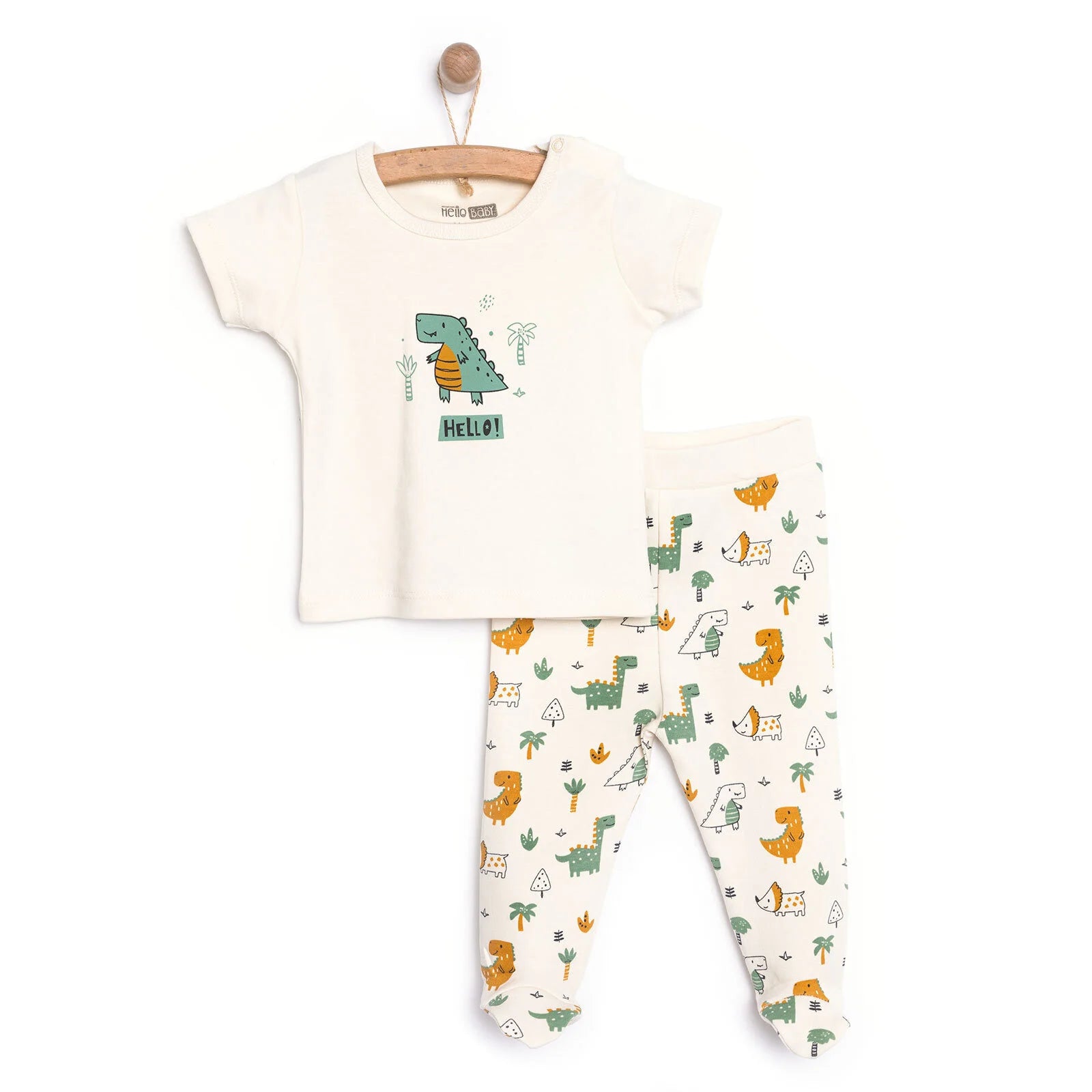 HelloBaby Boy Tshirt - Footed Bottom - Ecru - ebebek - Black Friday